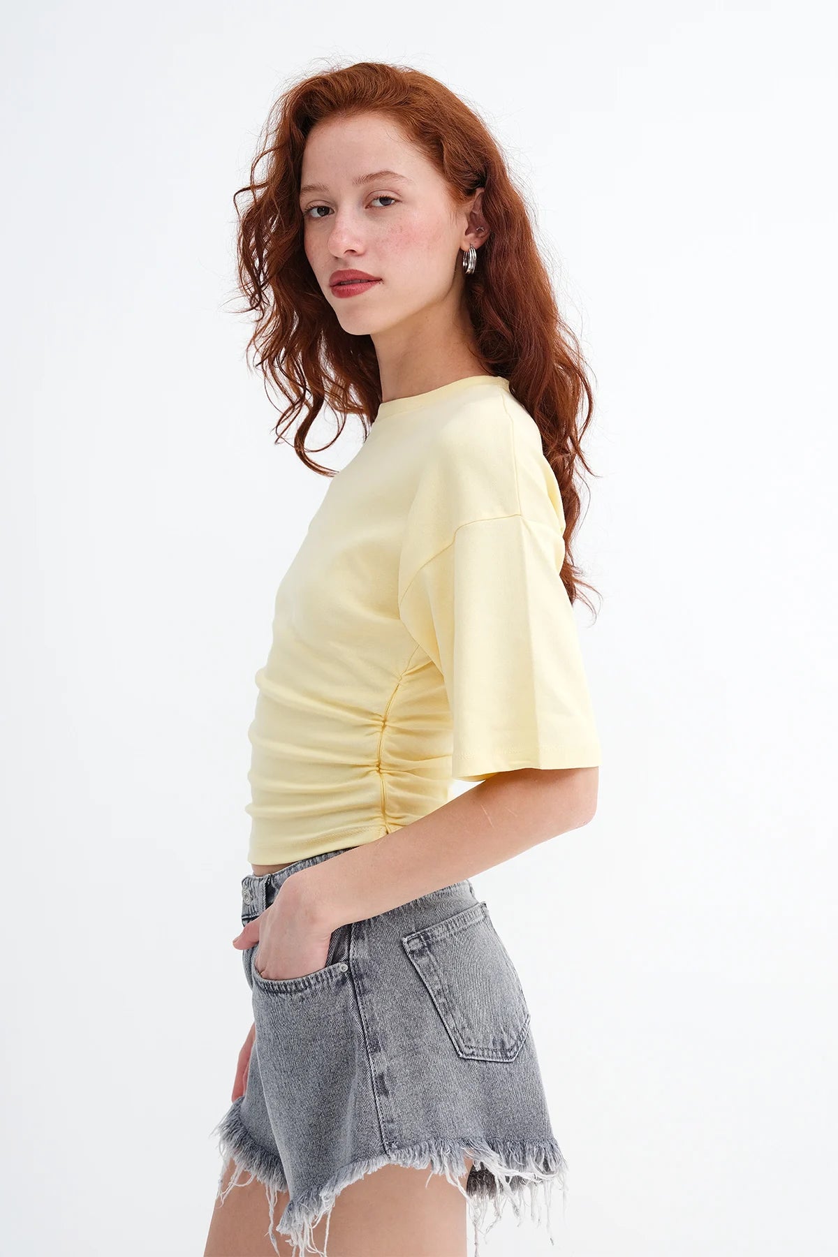 Yellow_Side-Gathered-T-shirt-addax