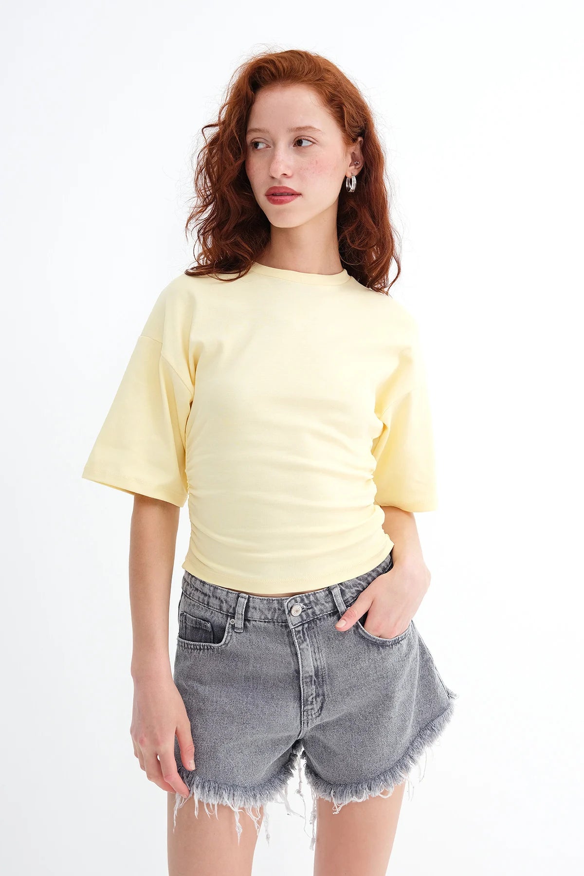 Yellow_Side-Gathered-T-shirt-addax