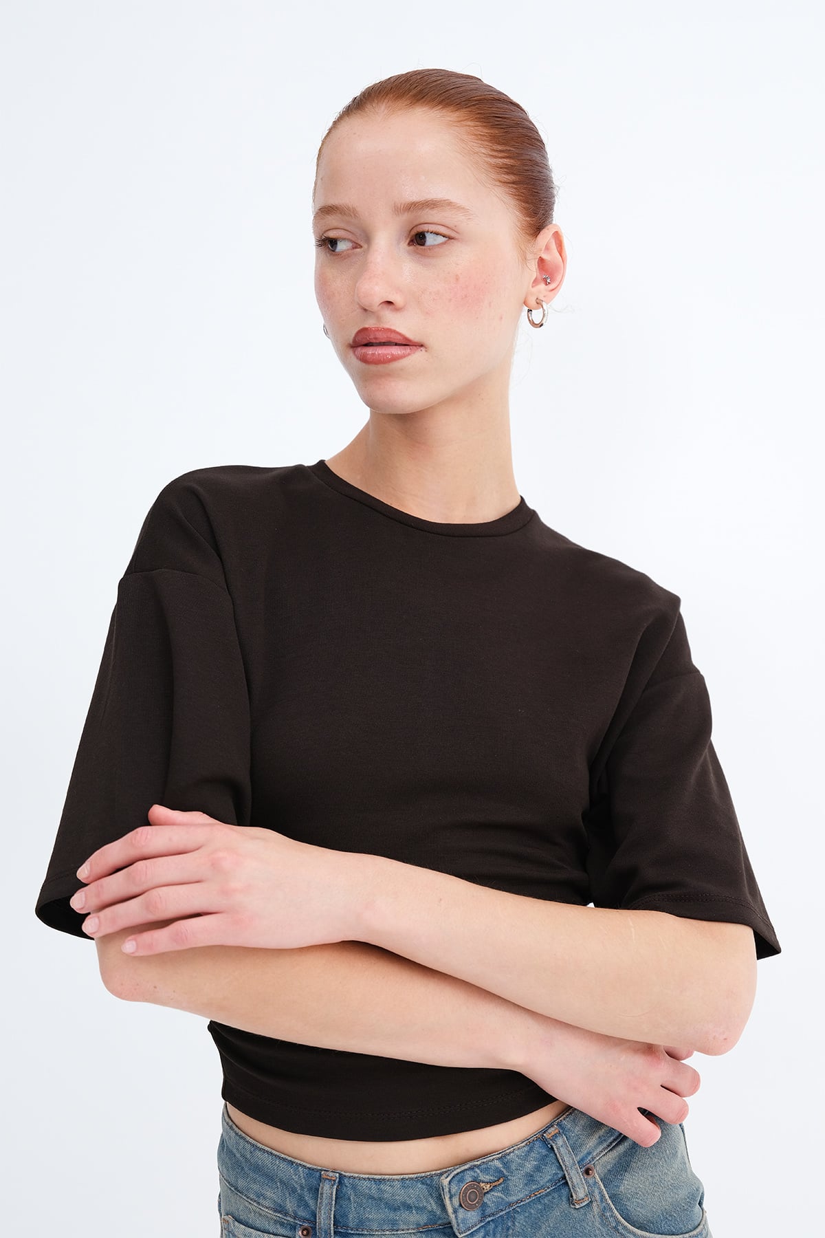Brown_Side-Gathered-T-shirt-addax