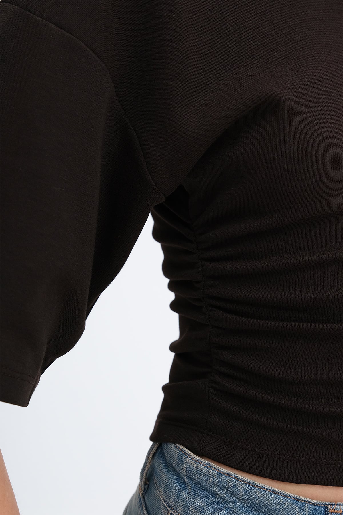 Brown_Side-Gathered-T-shirt-addax