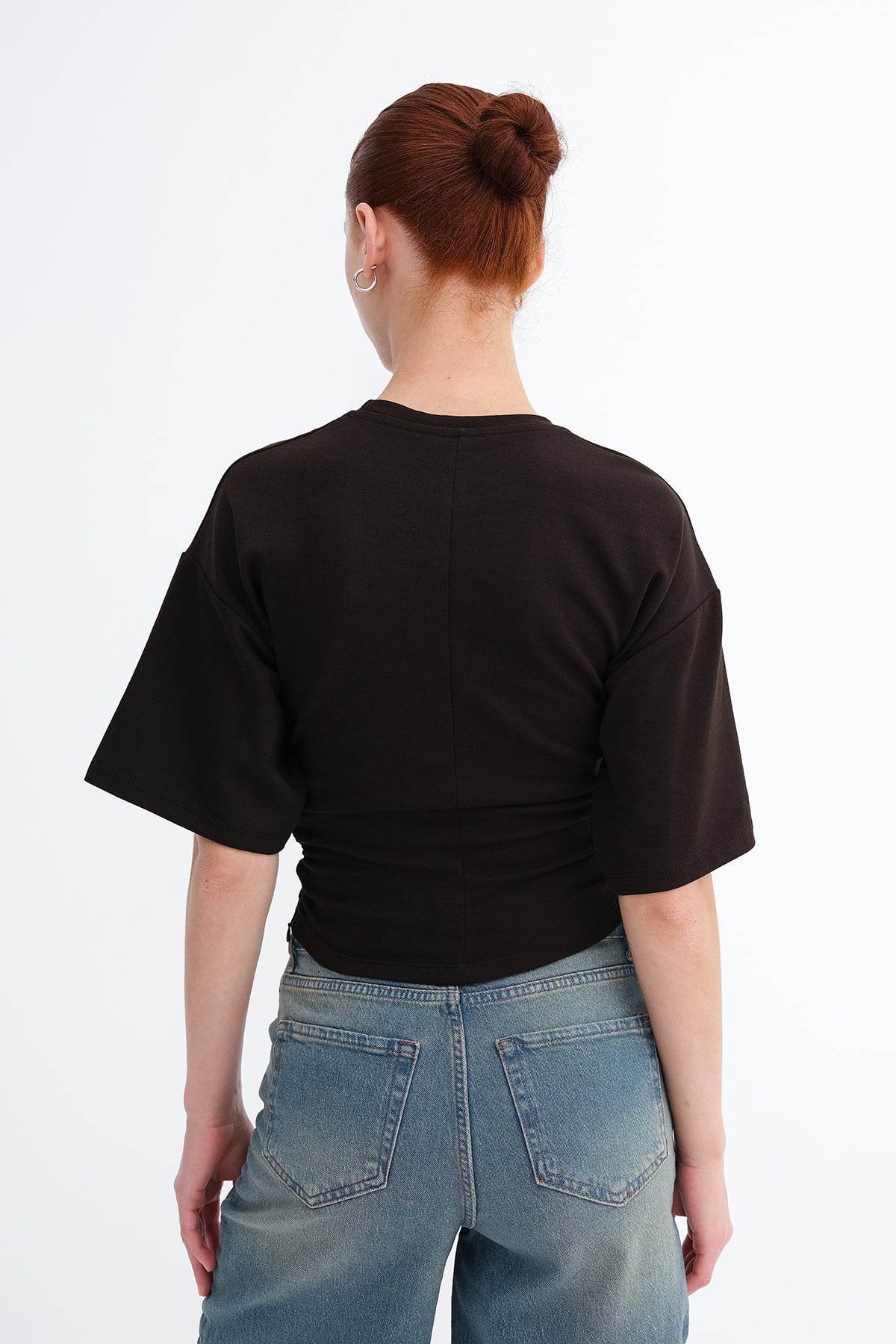 Brown_Side-Gathered-T-shirt-addax