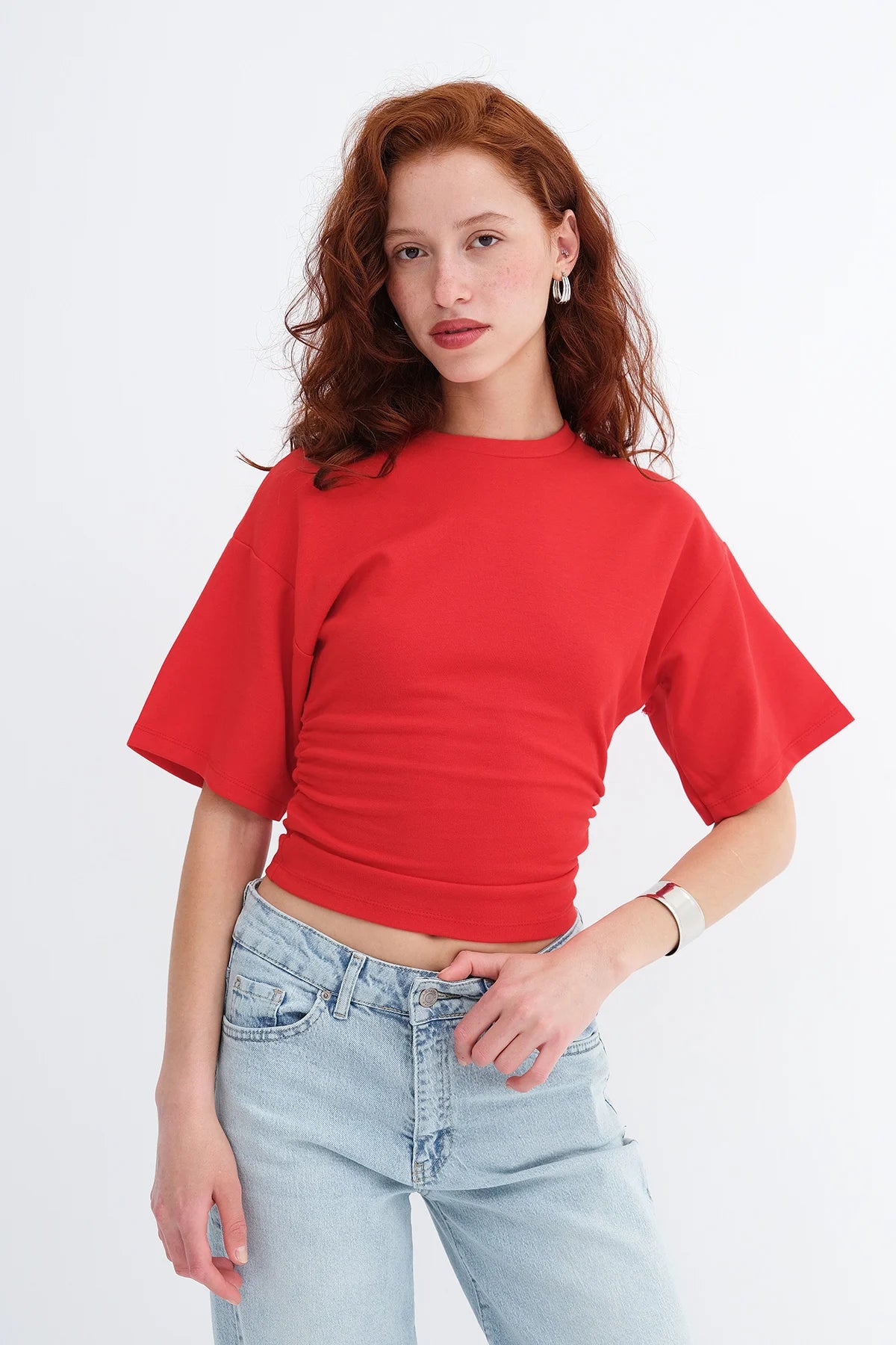 Red_Side-Gathered-T-shirt-addax