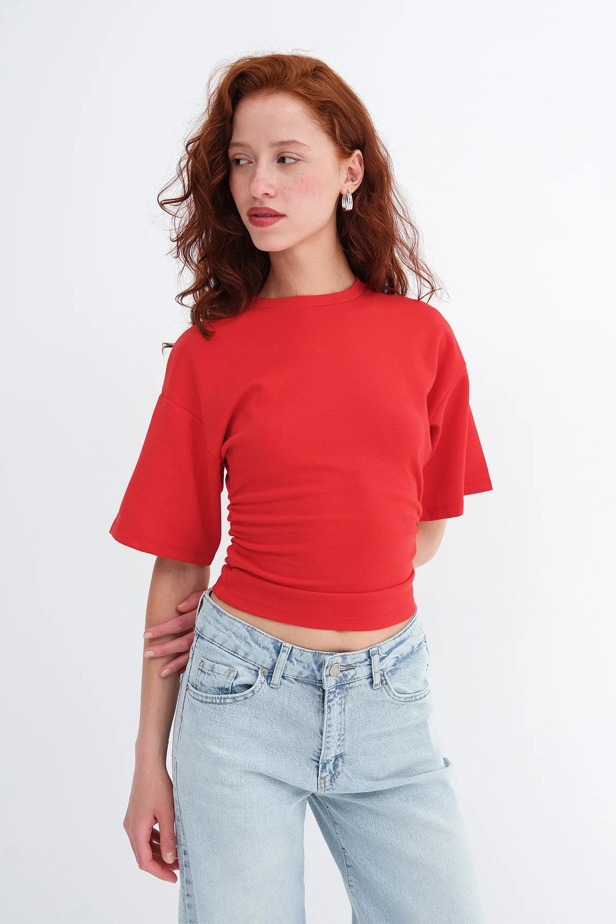 Red_Side-Gathered-T-shirt-addax