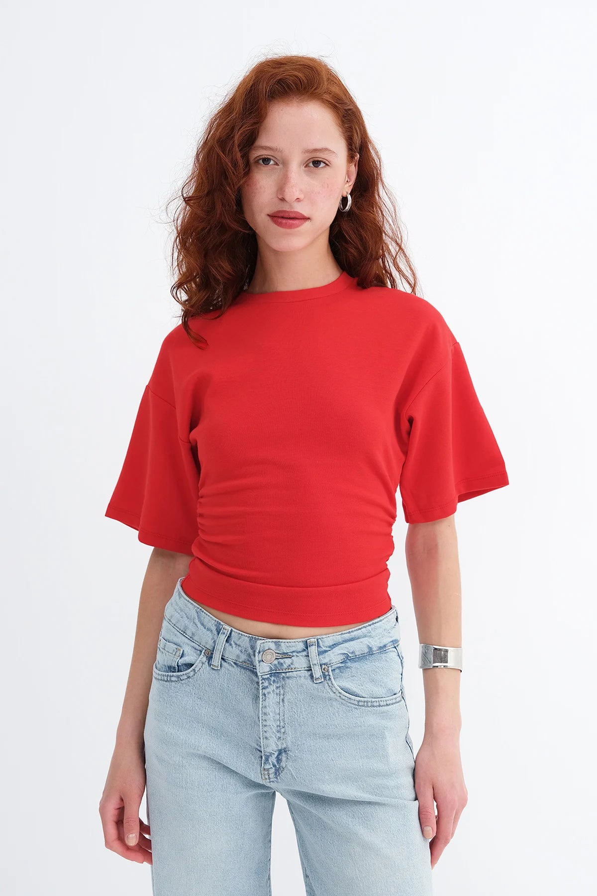 Red_Side-Gathered-T-shirt-addax