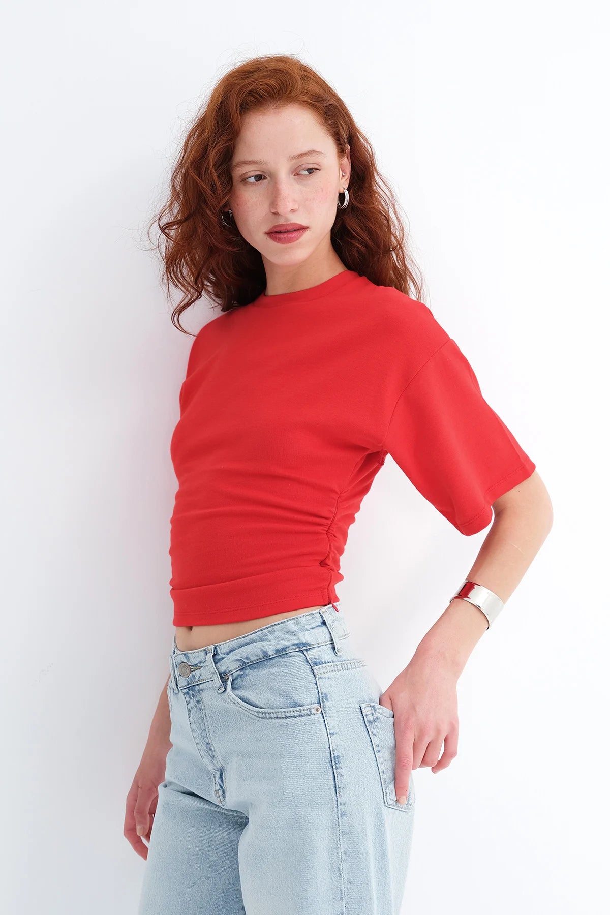 Red_Side-Gathered-T-shirt-addax