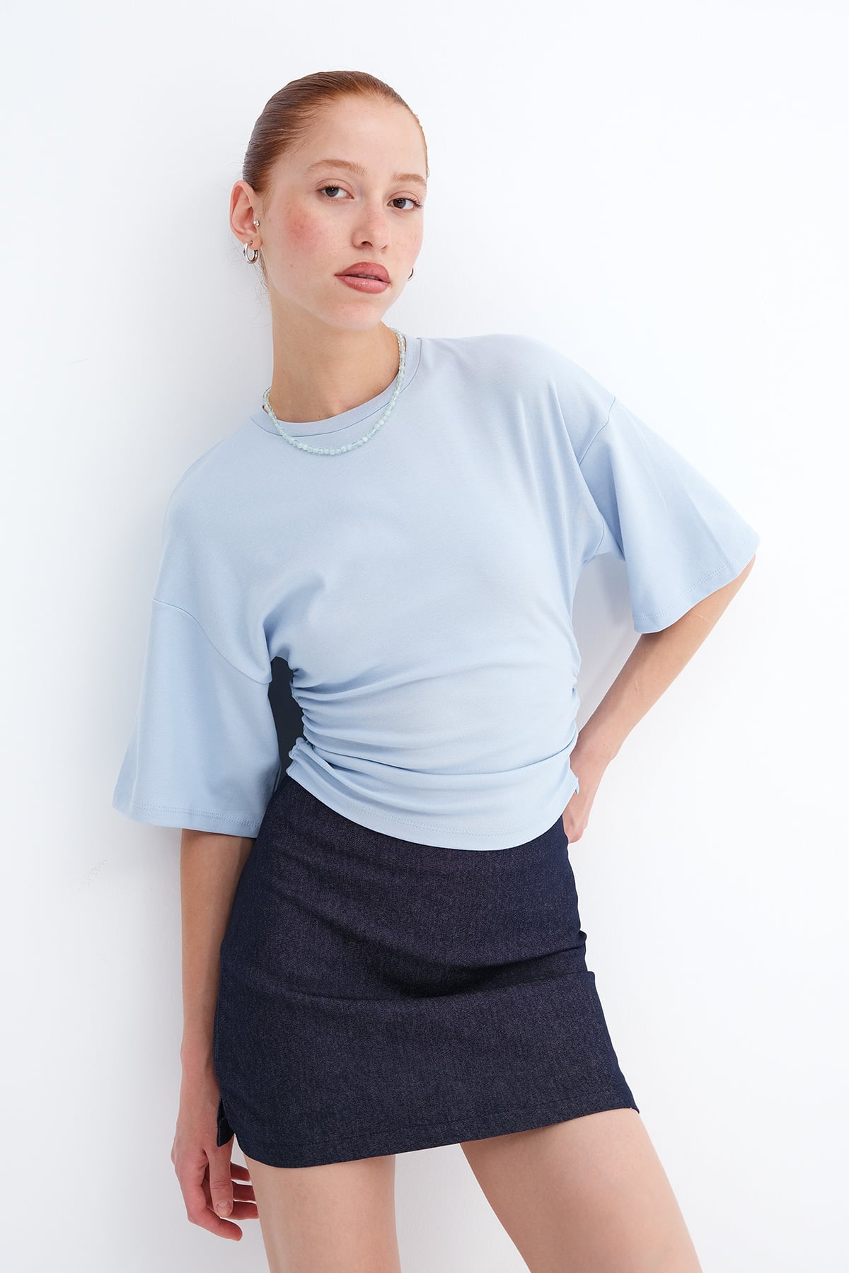 Baby-Blue_Side-Gathered-T-shirt-addax