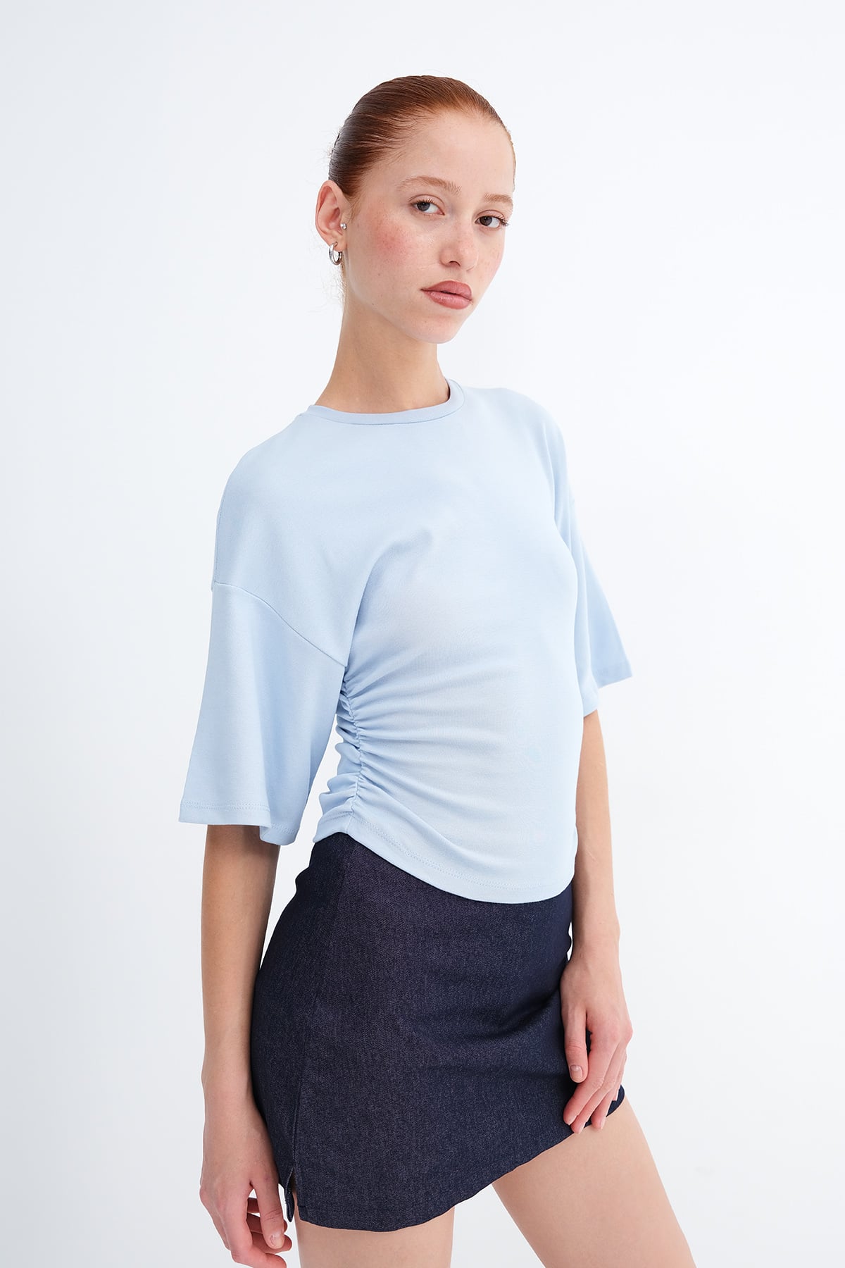 Baby-Blue_Side-Gathered-T-shirt-addax