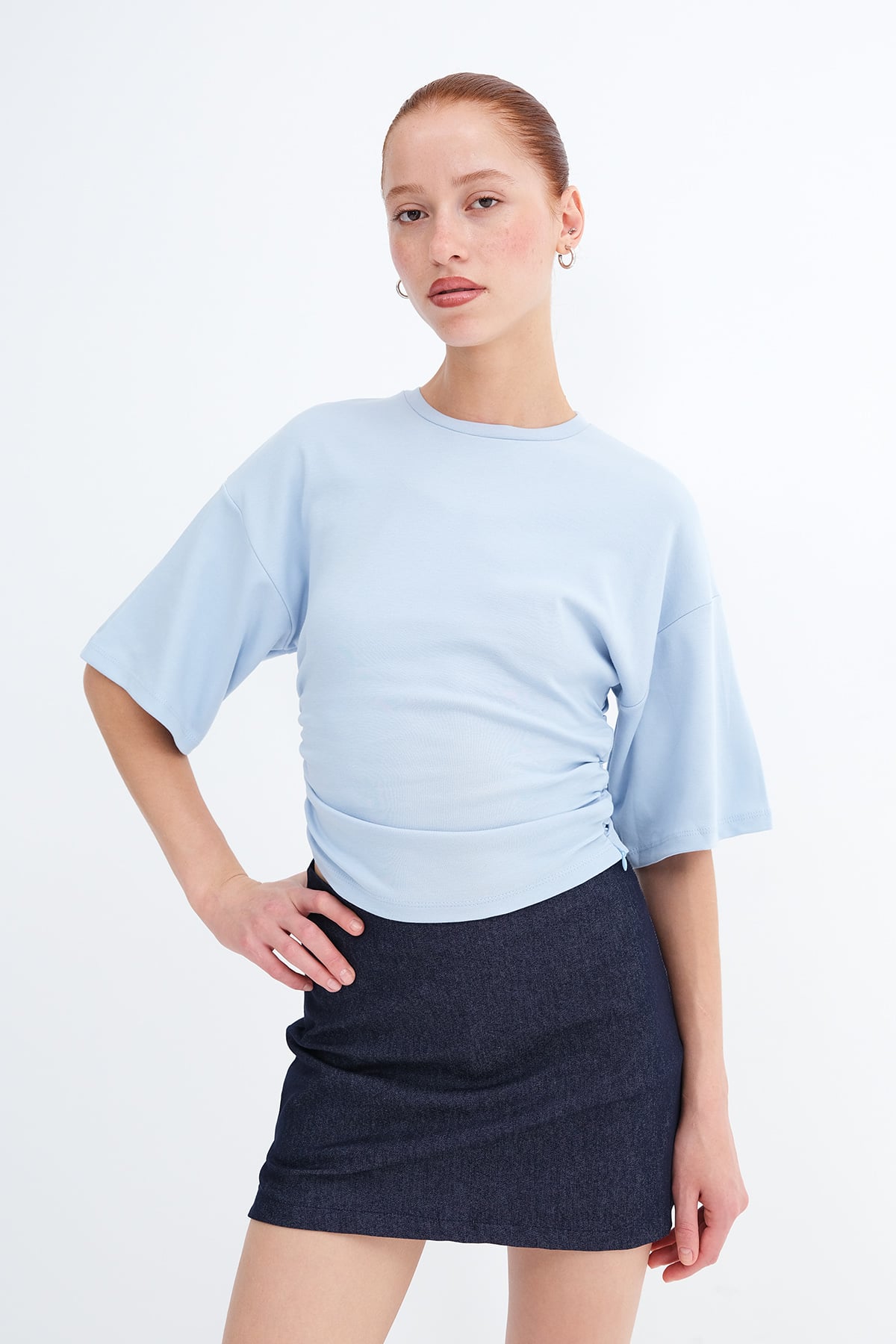 Baby-Blue_Side-Gathered-T-shirt-addax