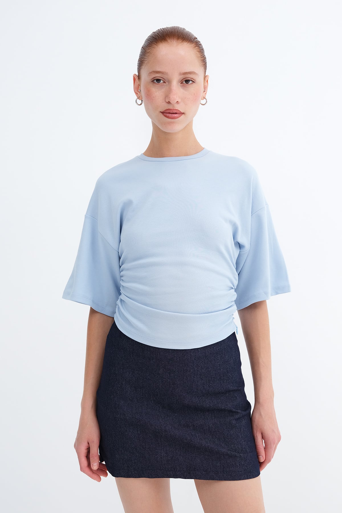 Baby-Blue_Side-Gathered-T-shirt-addax