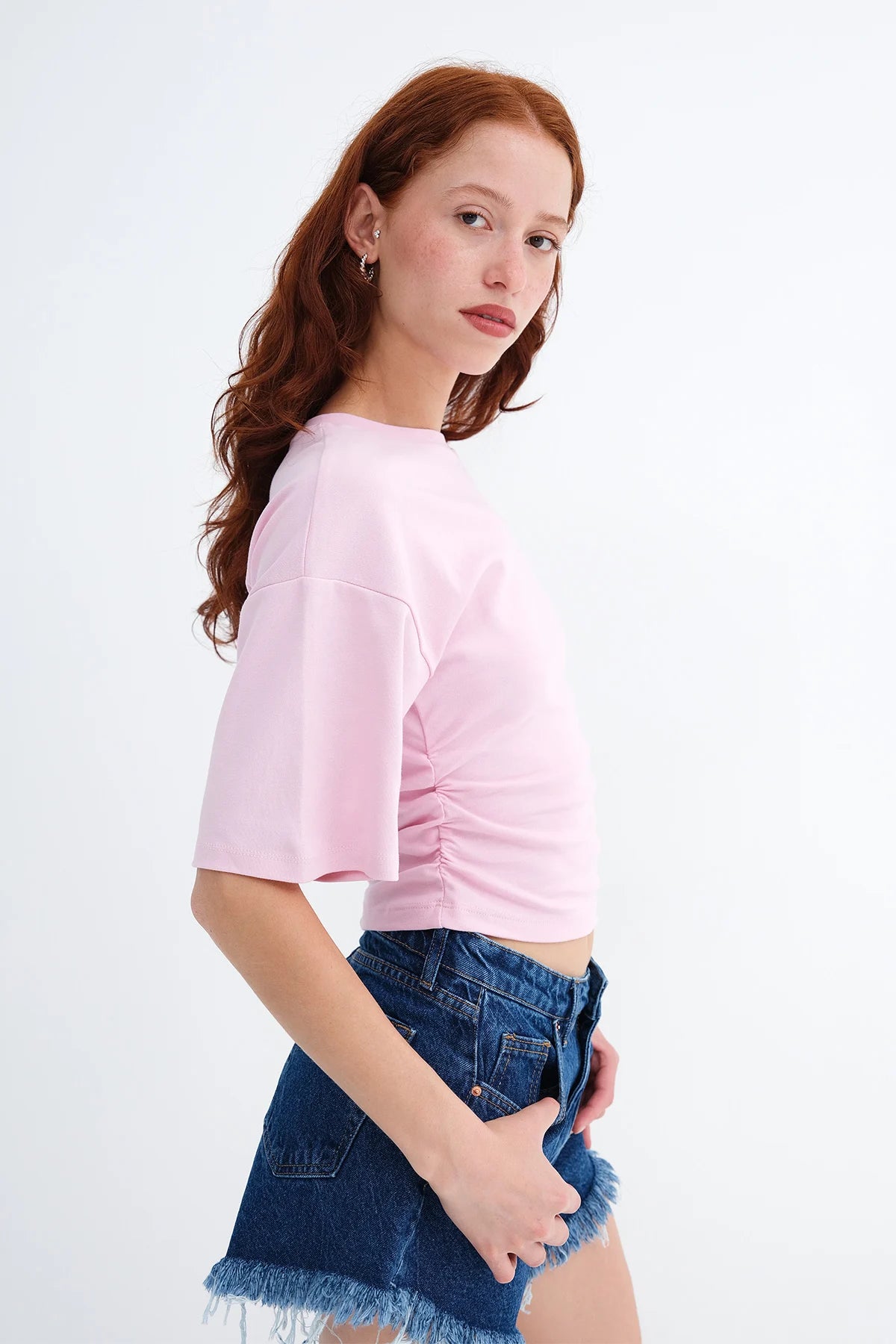 Light-Pink_Side-Gathered-T-shirt-addax