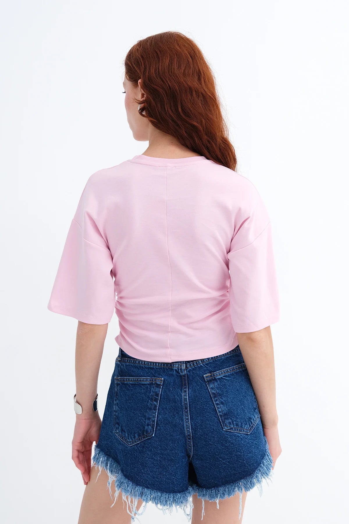 Light-Pink_Side-Gathered-T-shirt-addax