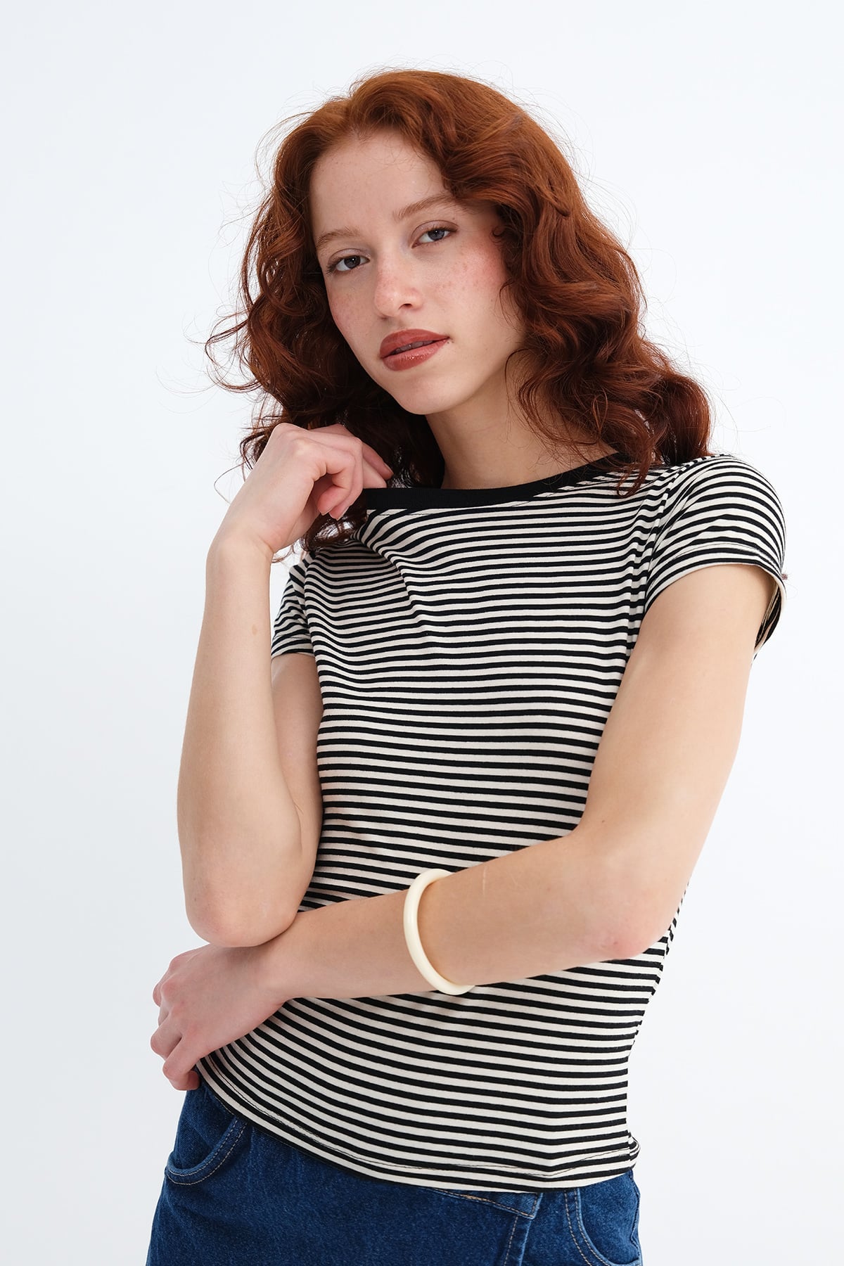 Black---Ecru_Striped-T-Shirt-addax