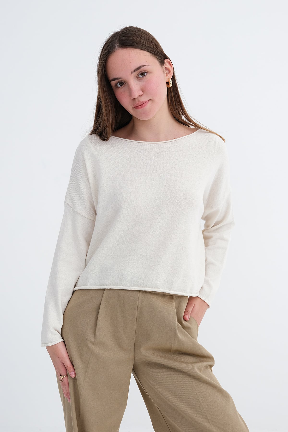 Boat Neck Knit Top