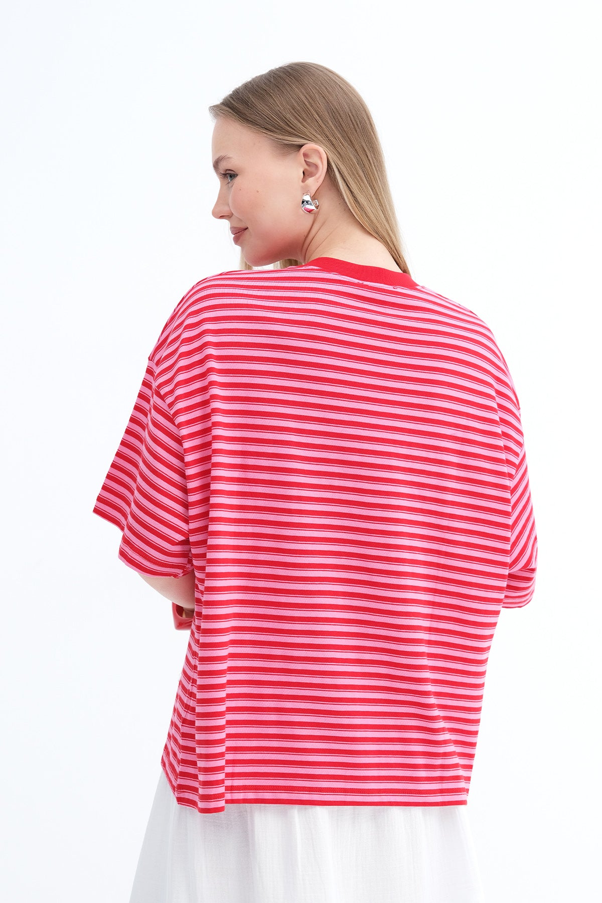 Red---Pink_Crew-Neck-Striped-T-shirt-addax