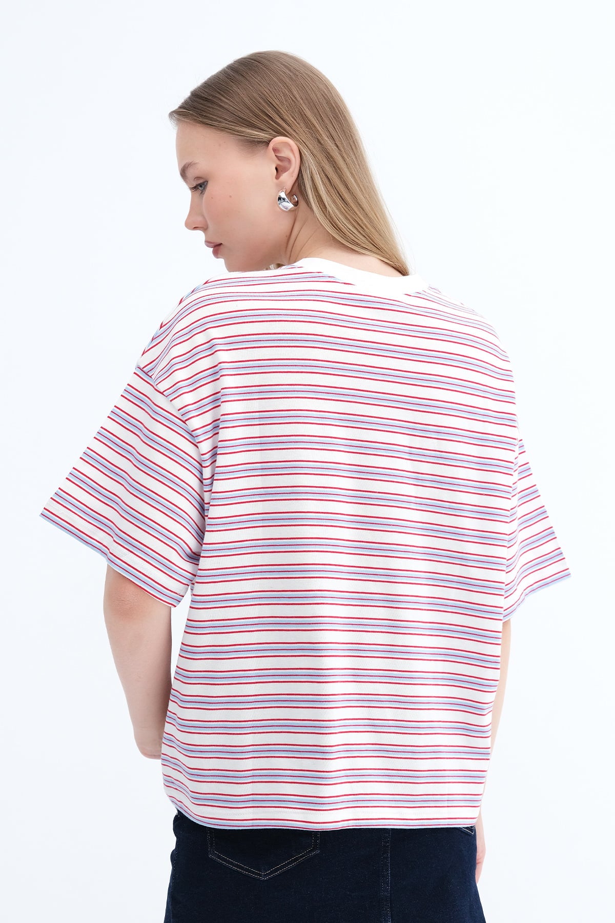 Ecru---Red_Crew-Neck-Striped-T-shirt-addax