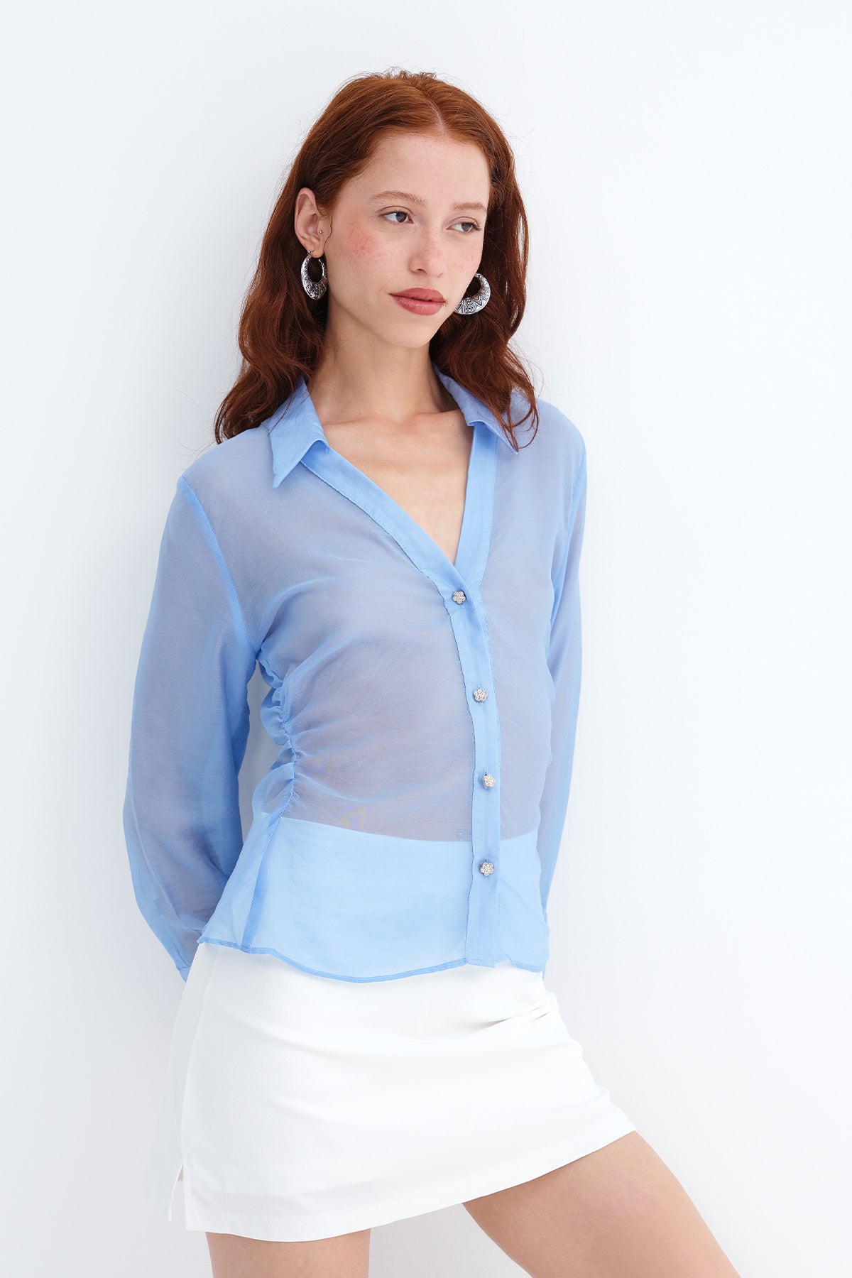 Buttoned Sheer Shirt