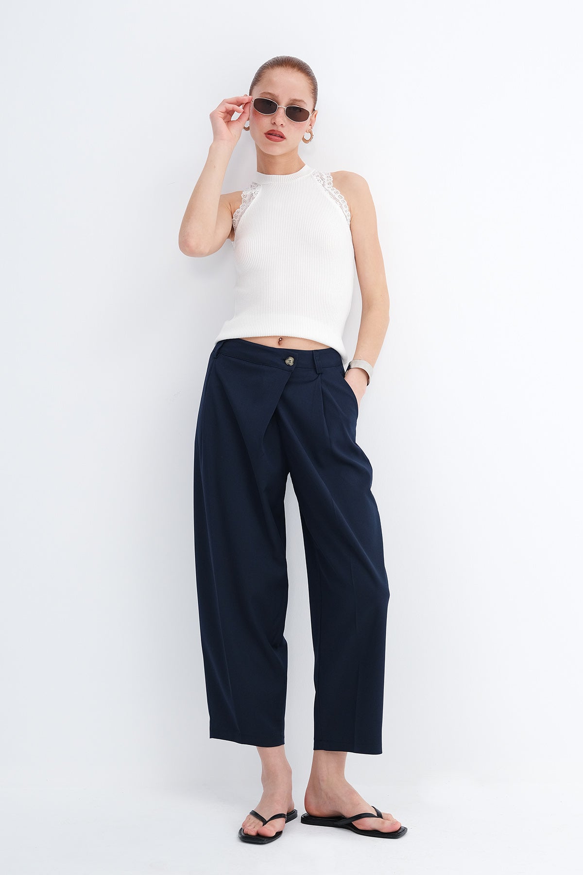 Button Detail Pants