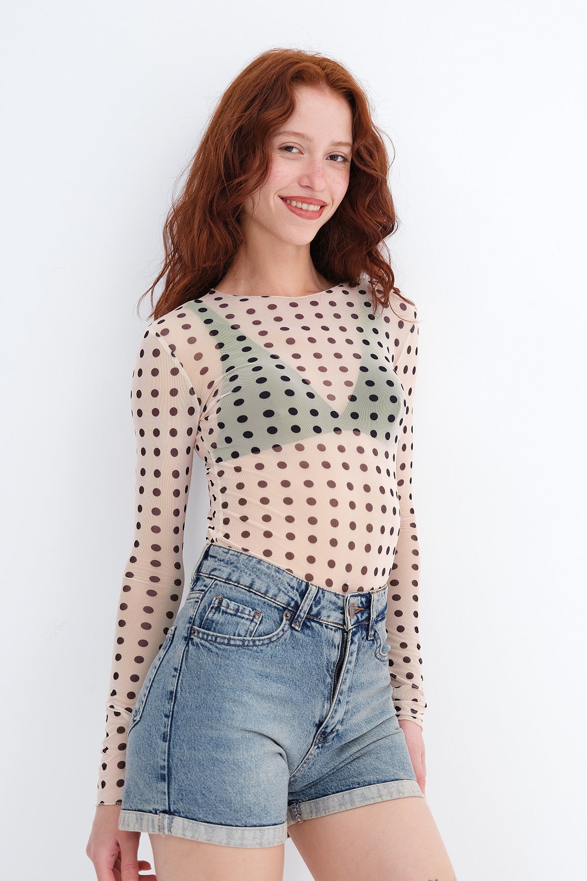 Long Sleeve Polka Dot Blouse