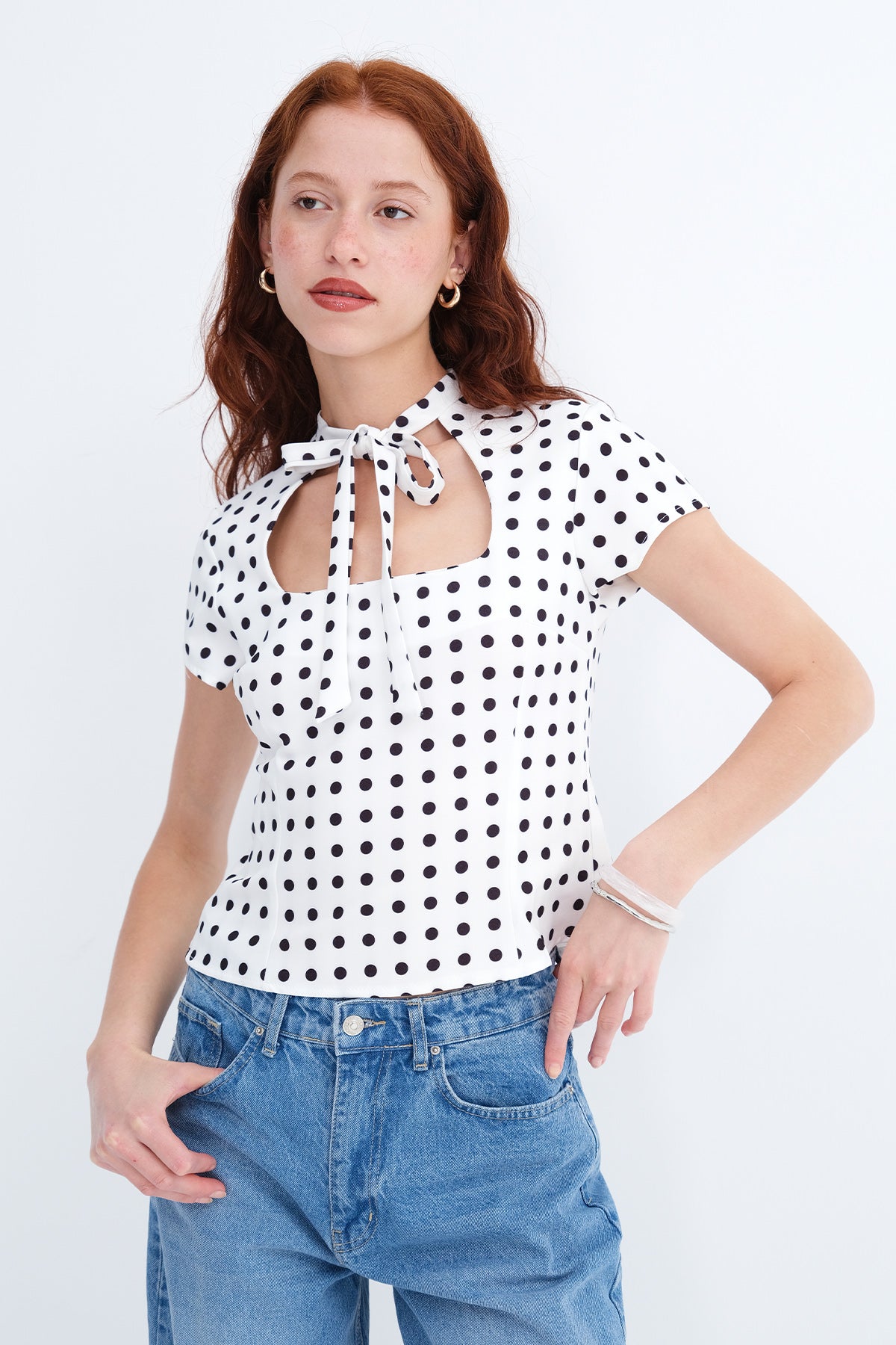 Ecru---Black_Tie-Detail-Polka-Dot-Blouse-addax