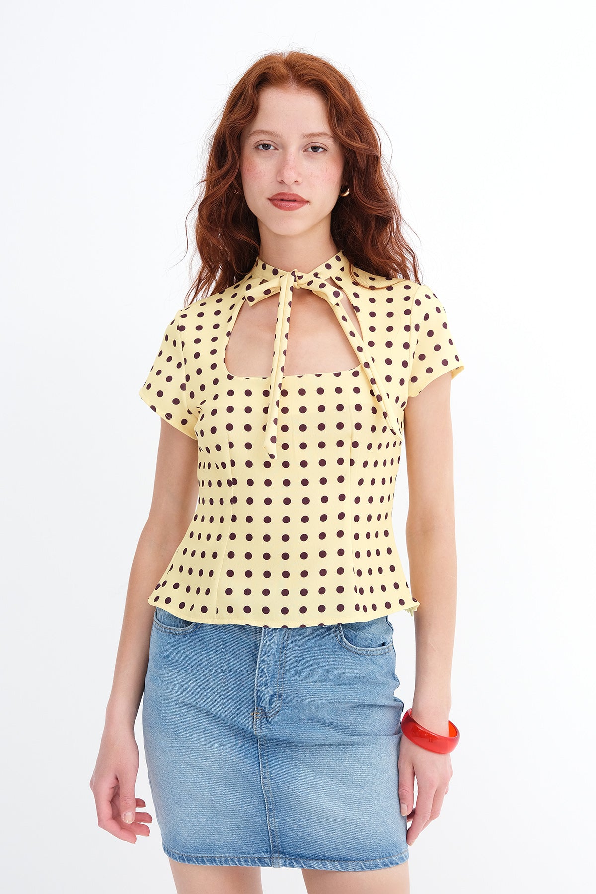 Yellow-Brown_Tie-Detail-Polka-Dot-Blouse-addax