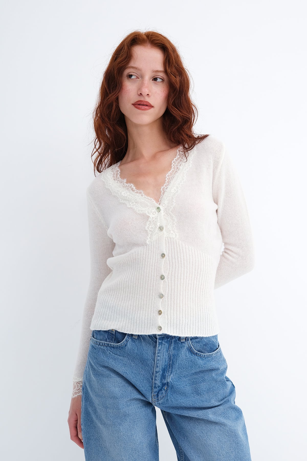 Ecru_Lace-Trimmed-V-Neck-Knit-Cardigan-addax