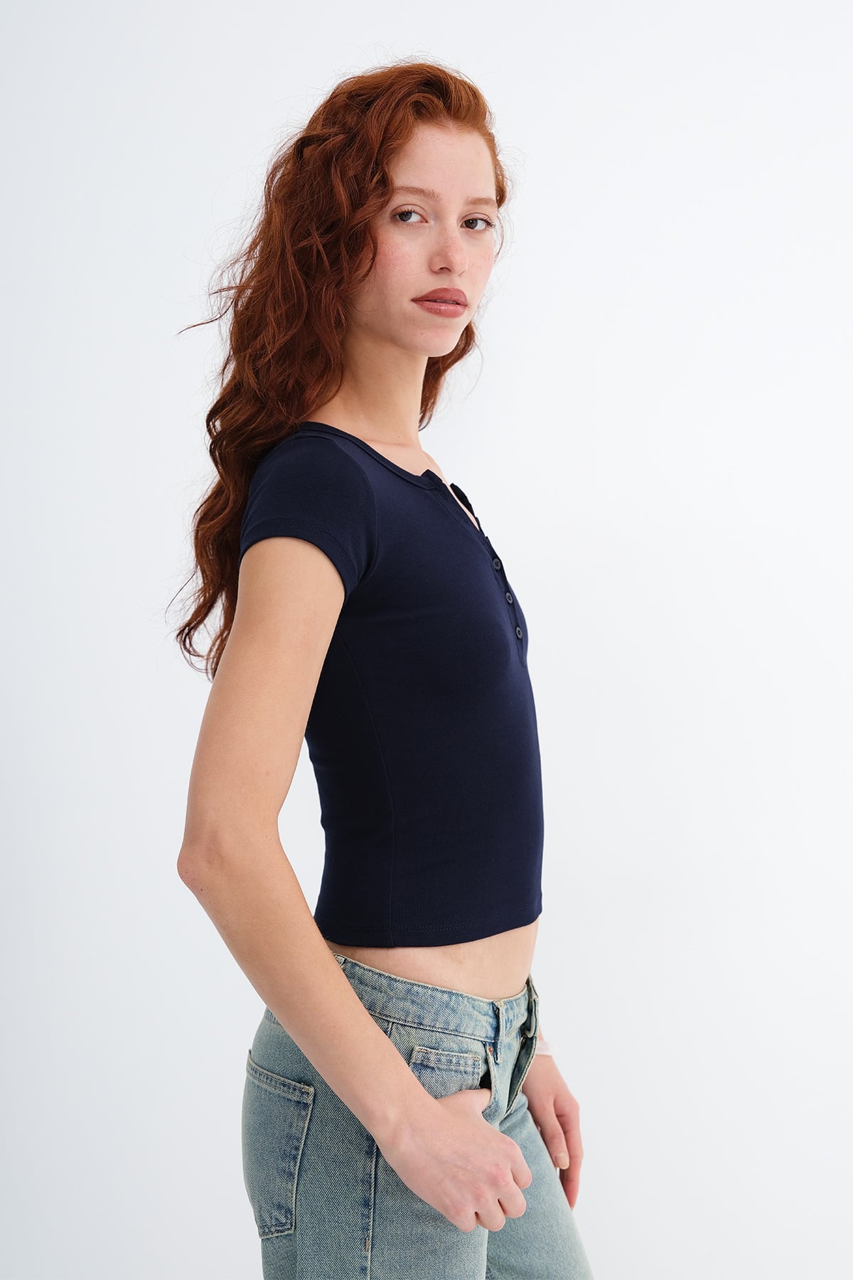 Dark-Night-Blue_Button-Detail-Basic-T-Shirt-addax
