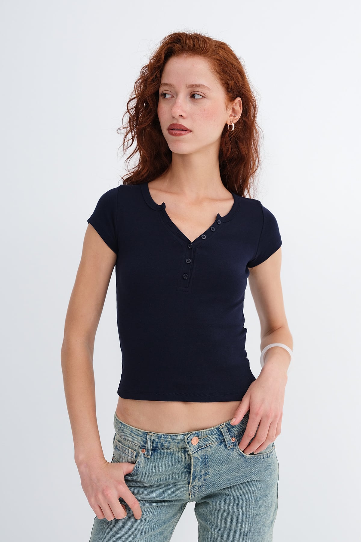 Dark-Night-Blue_Button-Detail-Basic-T-Shirt-addax