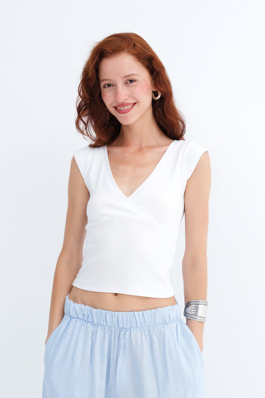 White_Surplice-Neck-Short-Sleeve-T-Shirt-addax
