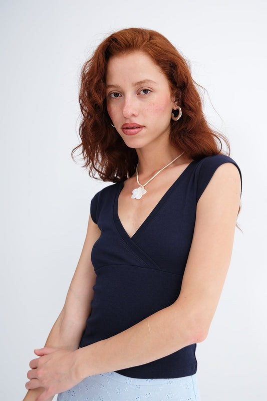 Dark-Night-Blue_Surplice-Neck-Short-Sleeve-T-Shirt-addax