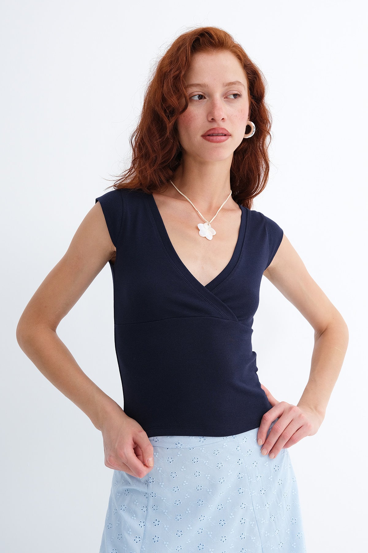 Dark-Night-Blue_Surplice-Neck-Short-Sleeve-T-Shirt-addax