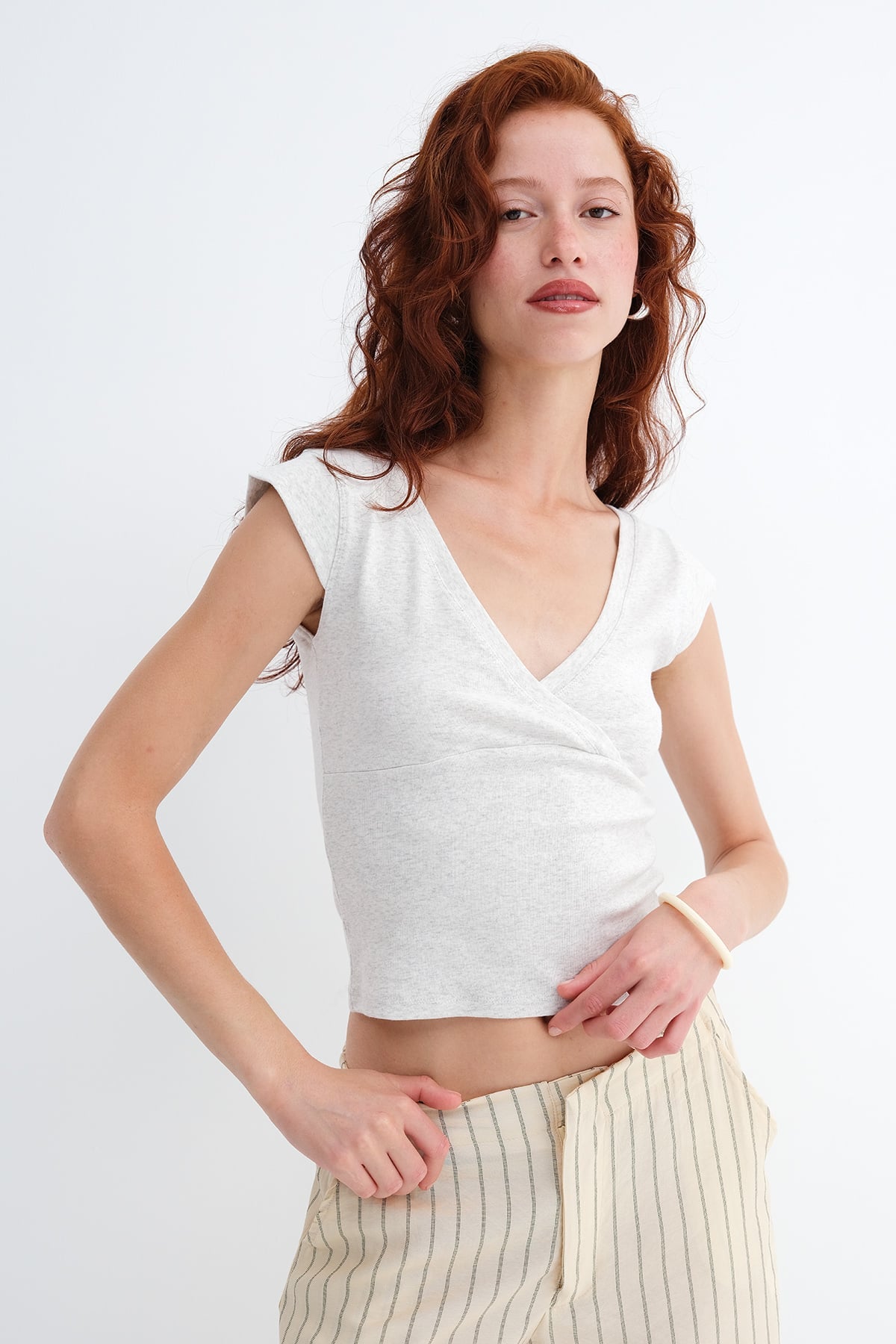 Snow-Melange_Surplice-Neck-Short-Sleeve-T-Shirt-addax