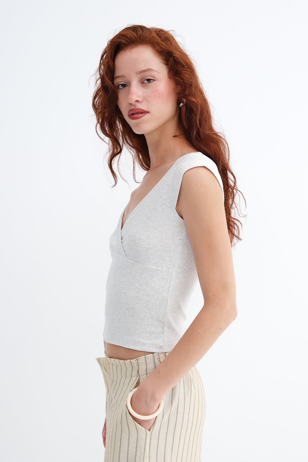 Snow-Melange_Surplice-Neck-Short-Sleeve-T-Shirt-addax