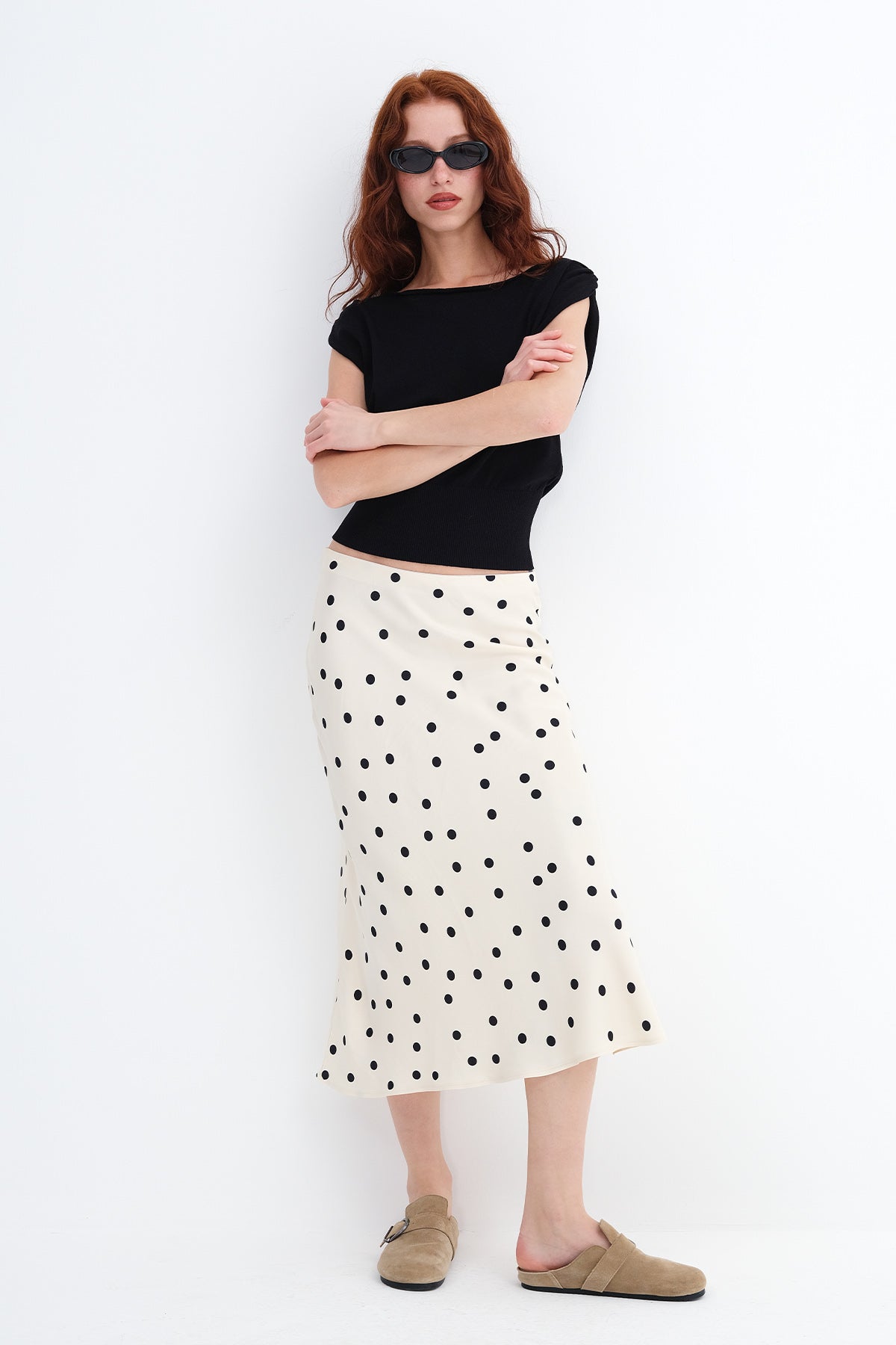 Beige_Polka-Dot-Satin-Skirt-addax