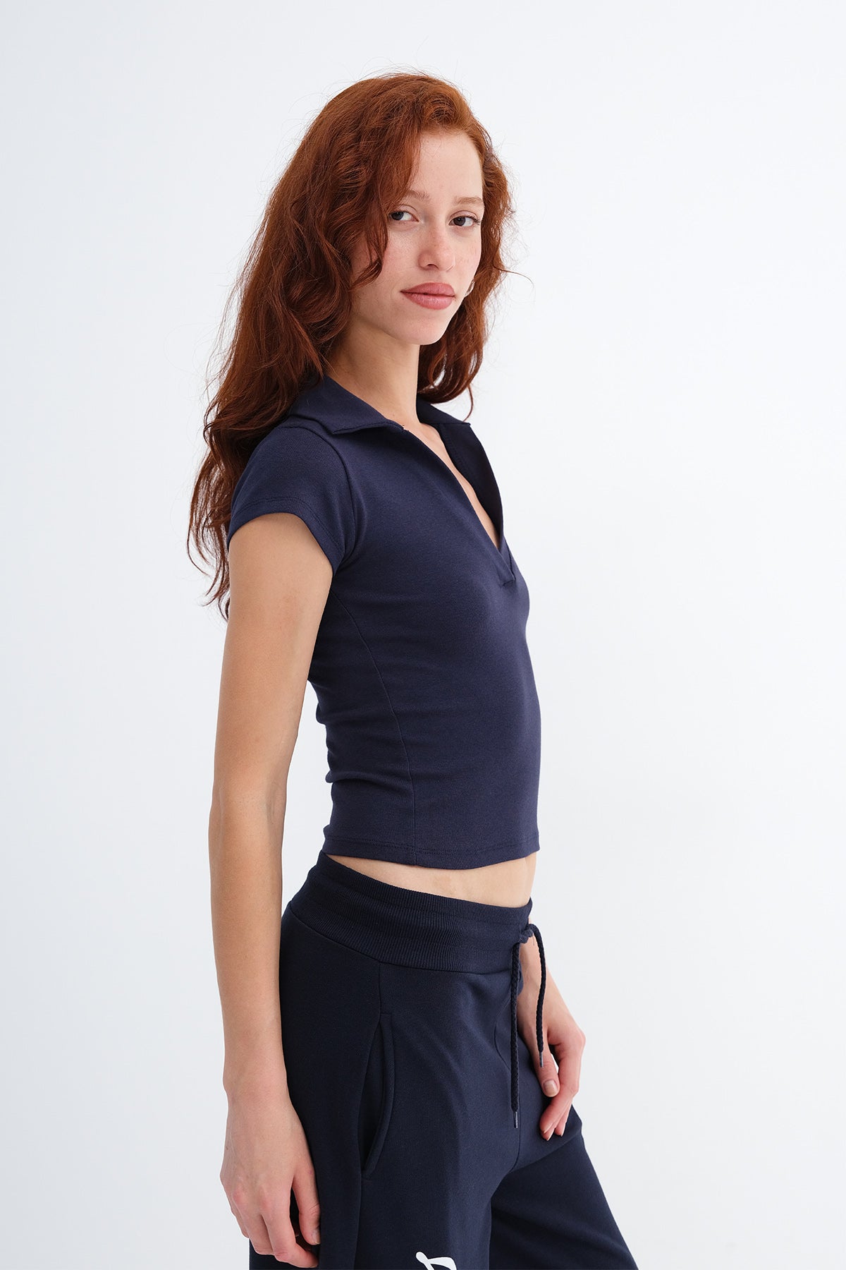 Dark-Night-Blue_Polo-Collar-Modal-T-shirt-addax