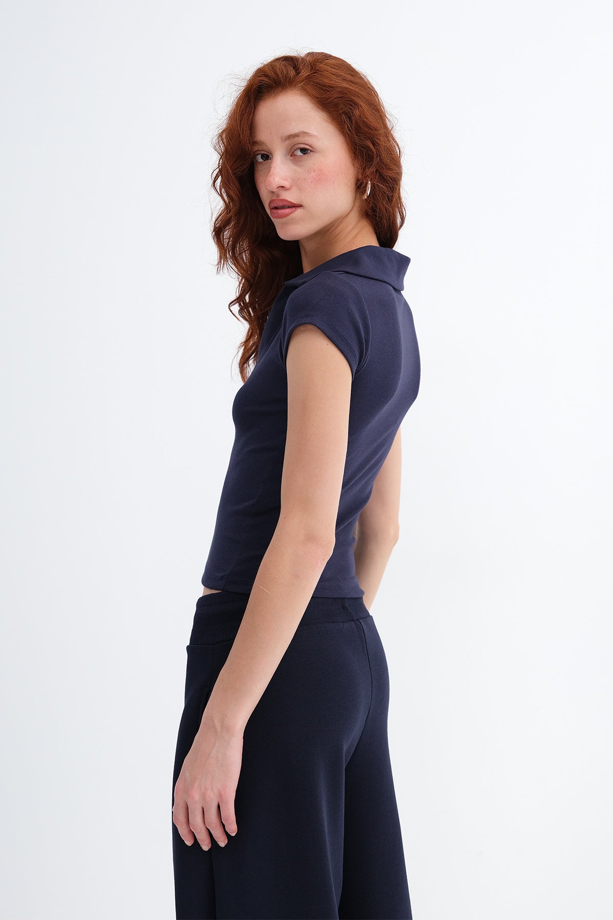 Dark-Night-Blue_Polo-Collar-Modal-T-shirt-addax