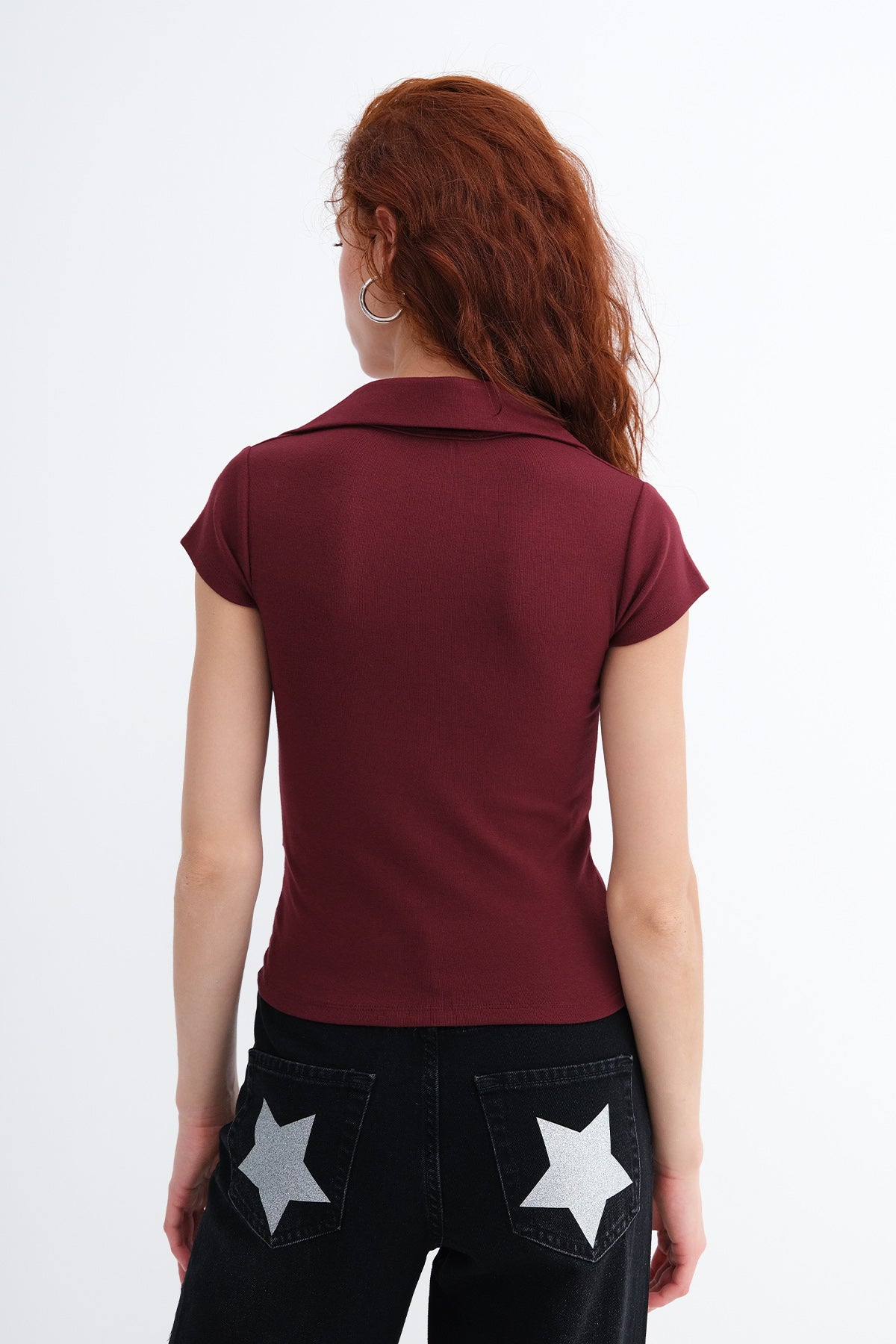 Burgundy_Polo-Collar-Modal-T-shirt-addax