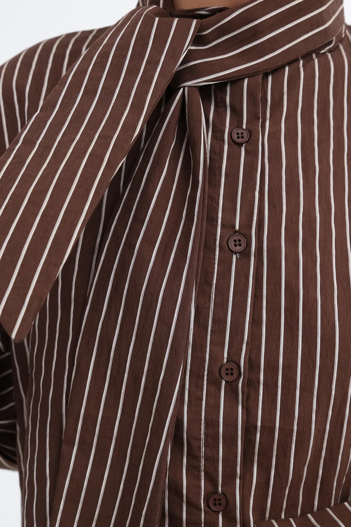 Brown_Striped-Shirt-with-Scarf-Detail-addax