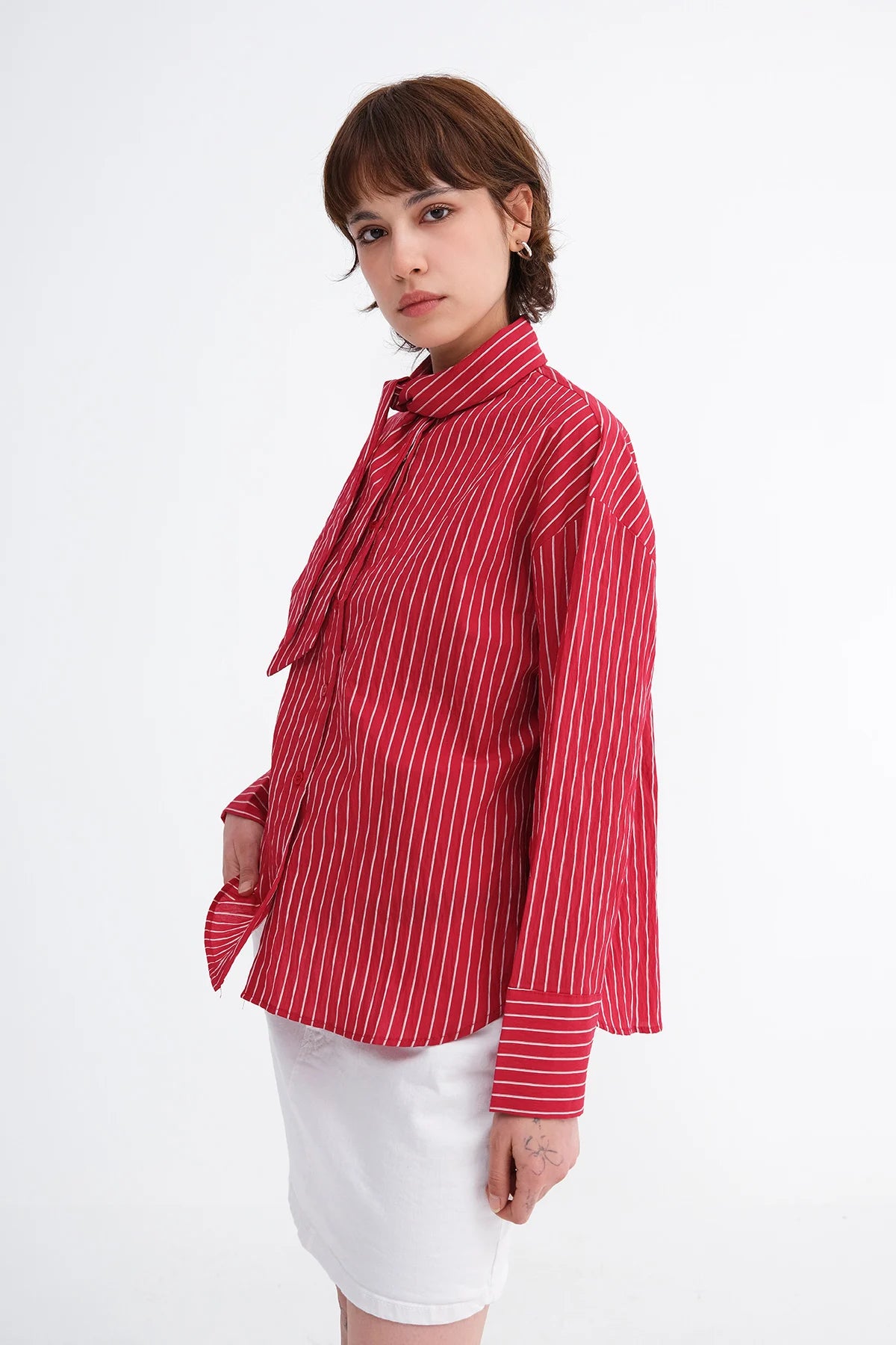Red_Striped-Shirt-with-Scarf-Detail-addax