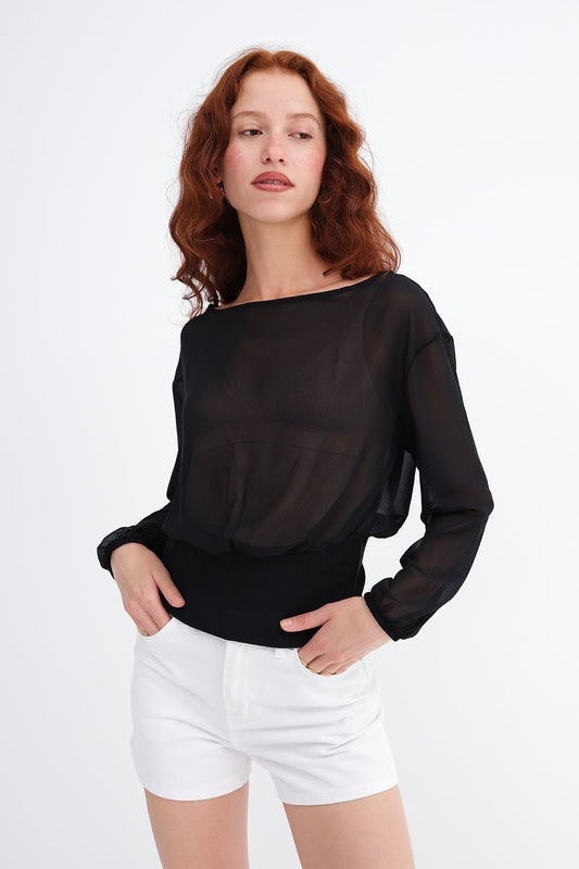 Black_Elastic-Cuff-Chiffon-Blouse-addax