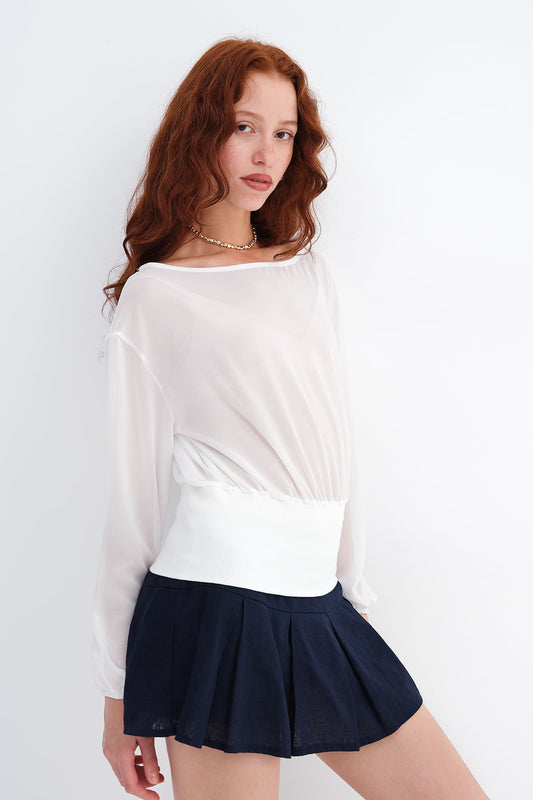 Ecru_Elastic-Cuff-Chiffon-Blouse-addax