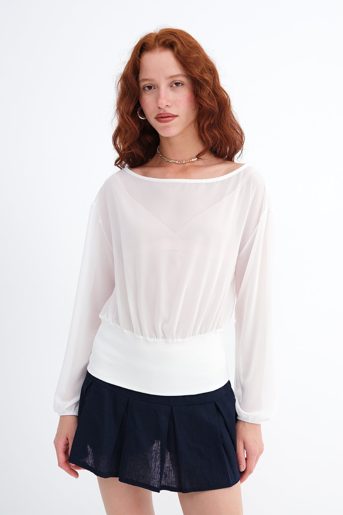 Ecru_Elastic-Cuff-Chiffon-Blouse-addax