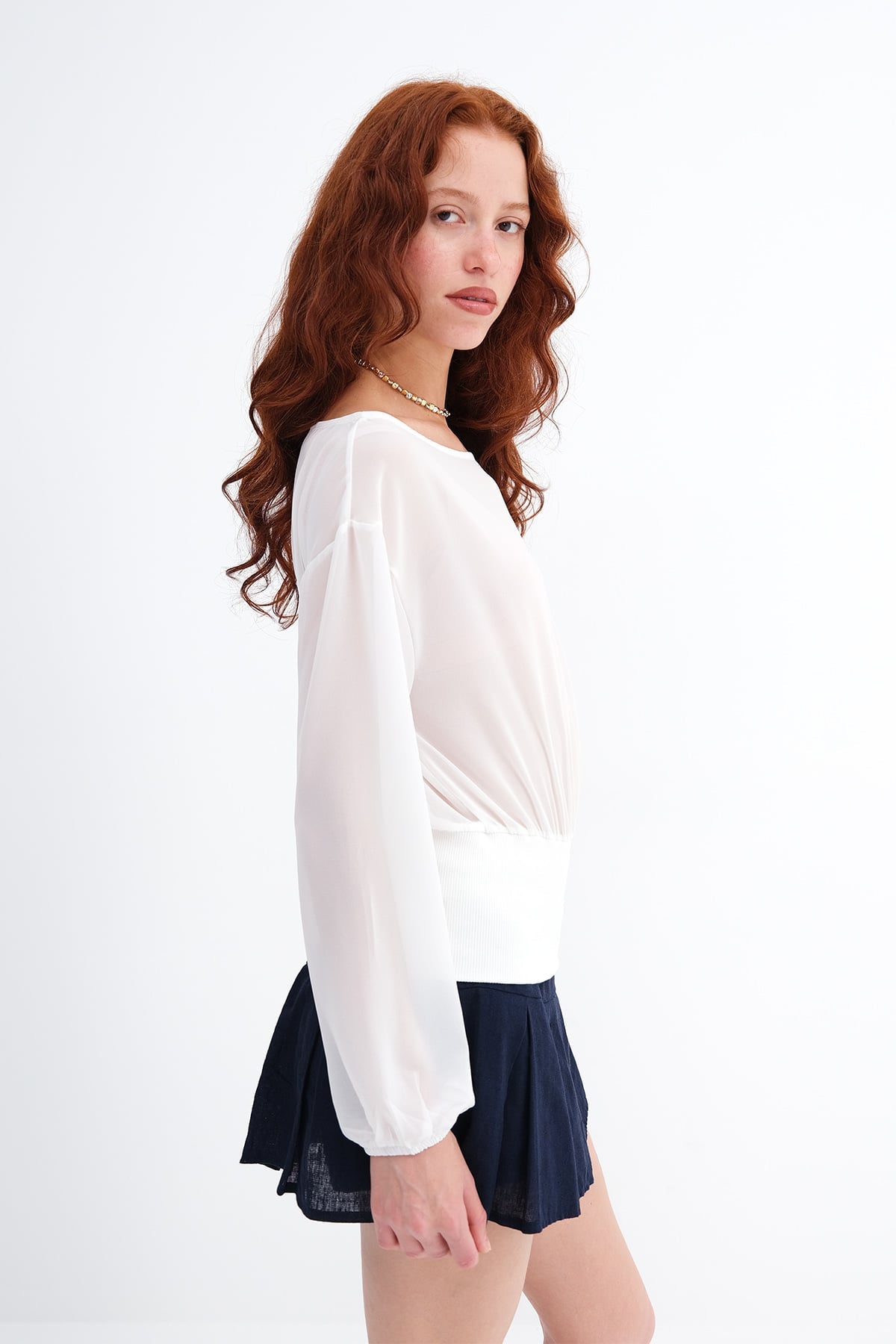 Ecru_Elastic-Cuff-Chiffon-Blouse-addax
