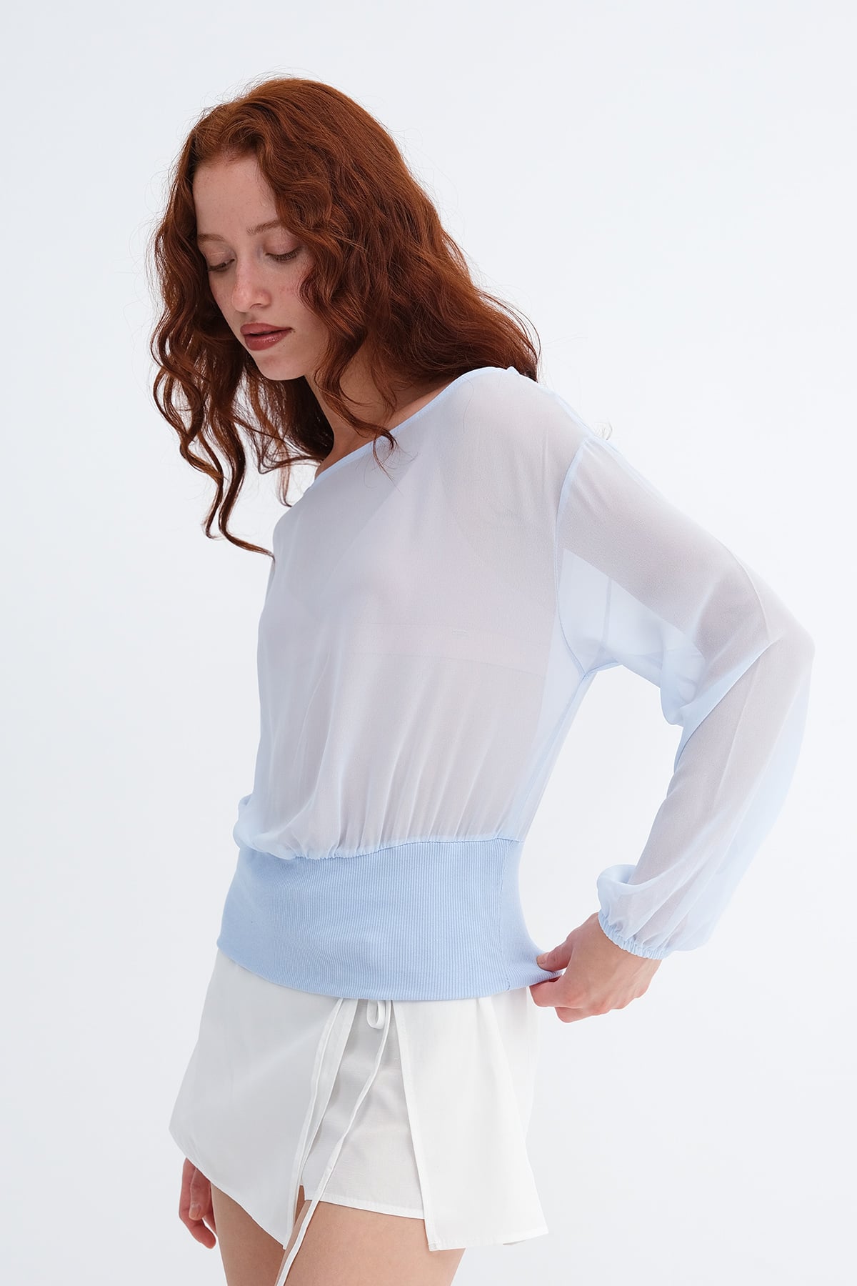 Baby-Blue_Elastic-Cuff-Chiffon-Blouse-addax