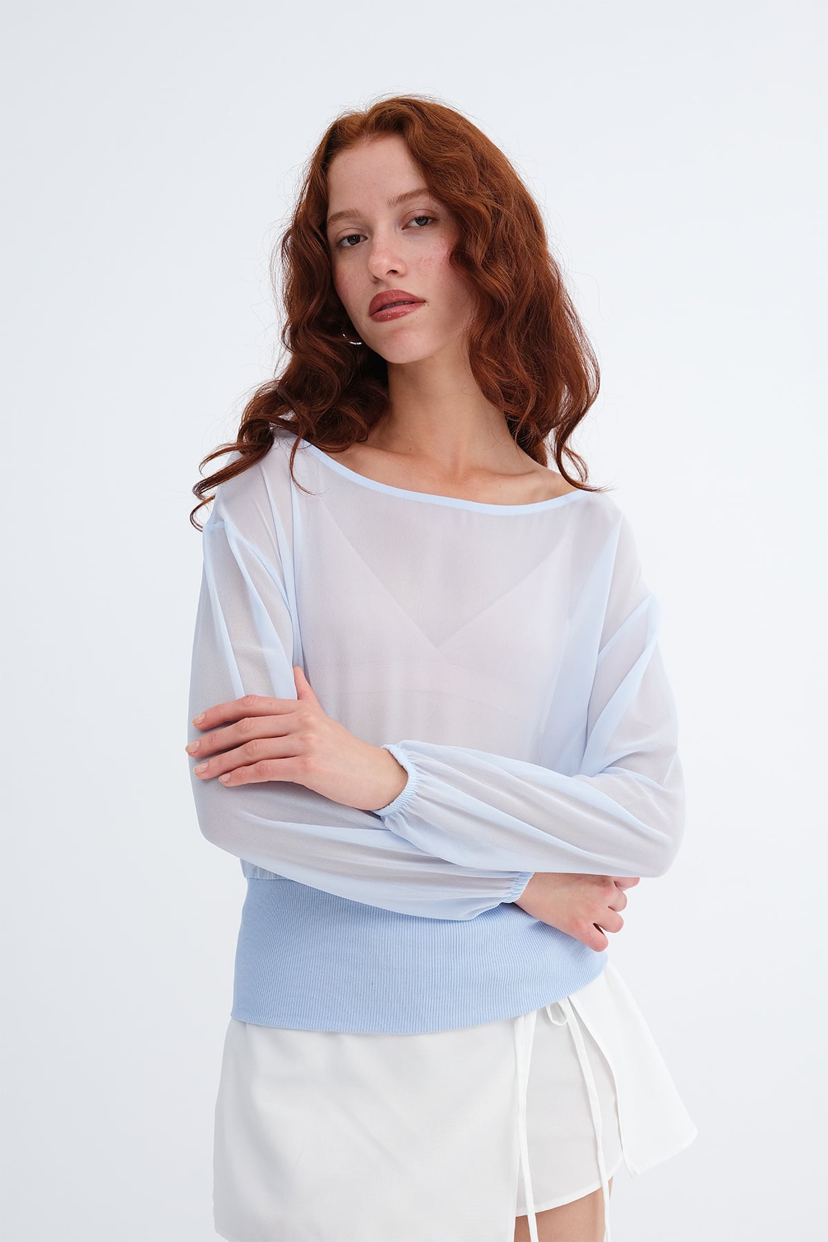 Baby-Blue_Elastic-Cuff-Chiffon-Blouse-addax