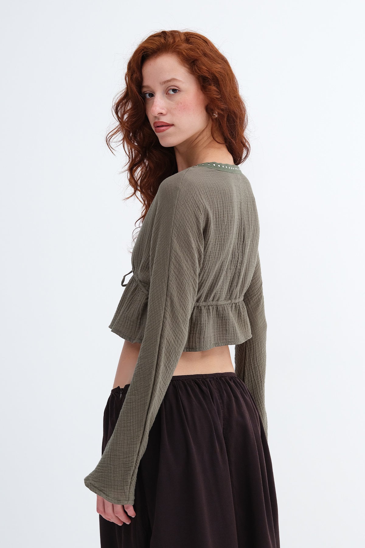 Khaki_Tie-Front-Long-Sleeve-Blouse-addax