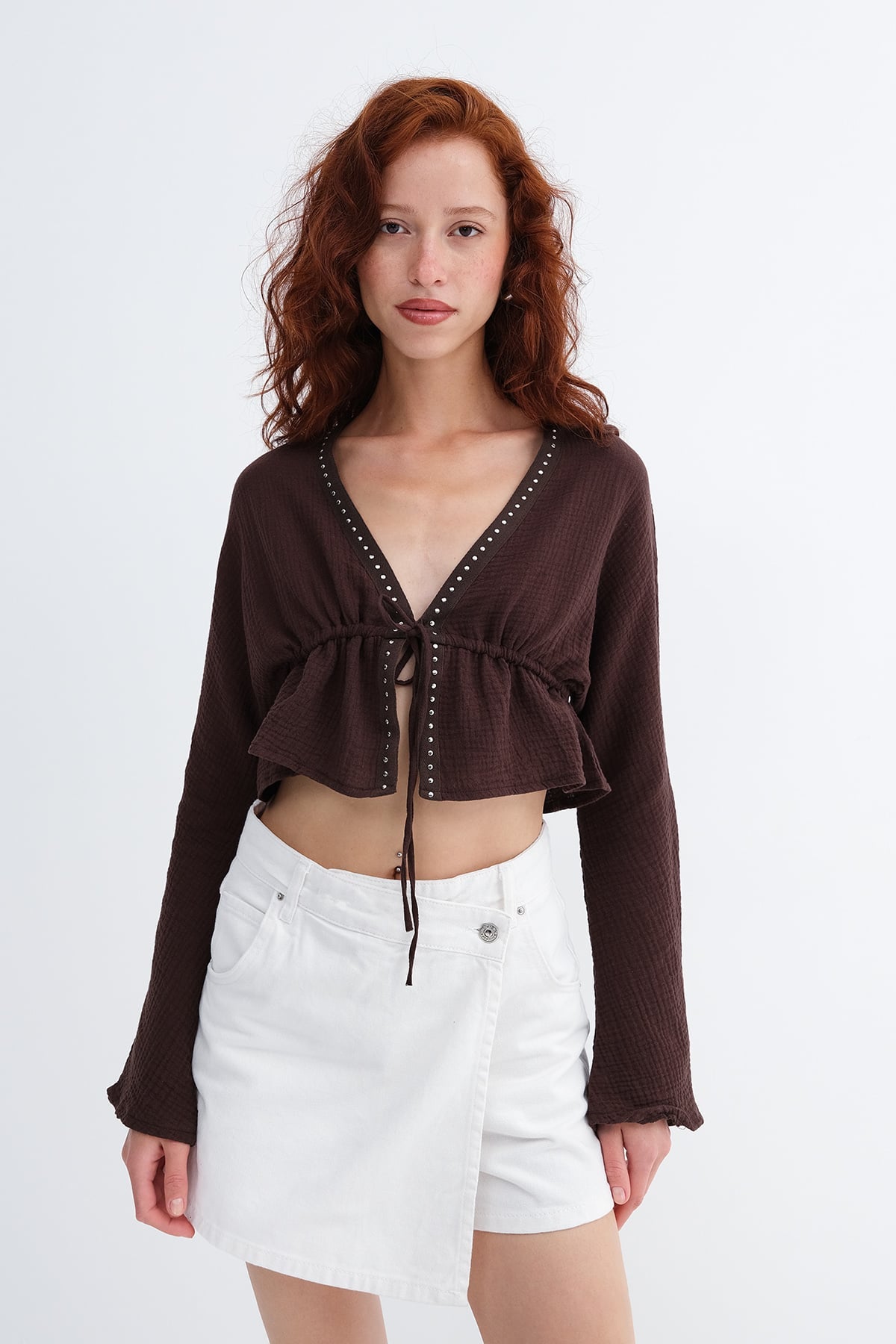 Brown_Tie-Front-Long-Sleeve-Blouse-addax