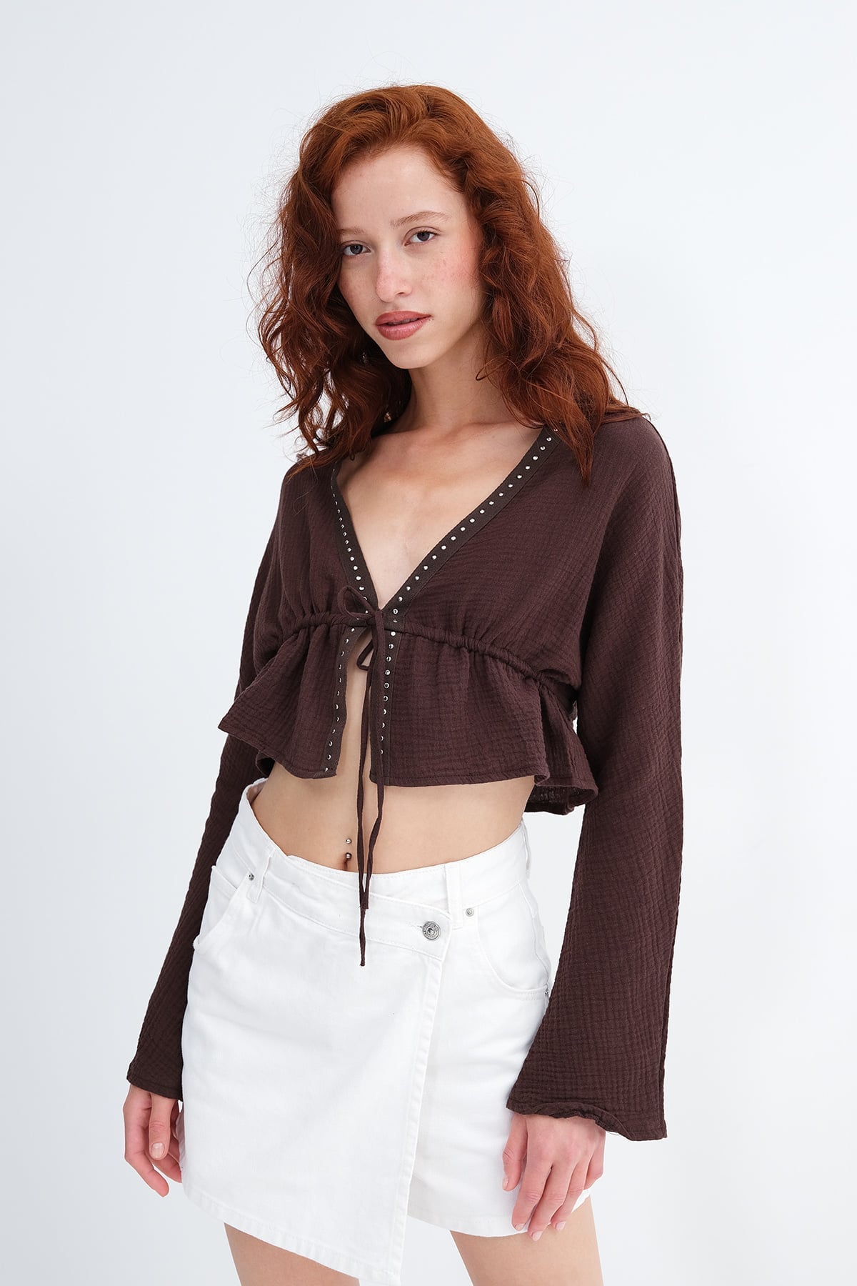 Brown_Tie-Front-Long-Sleeve-Blouse-addax