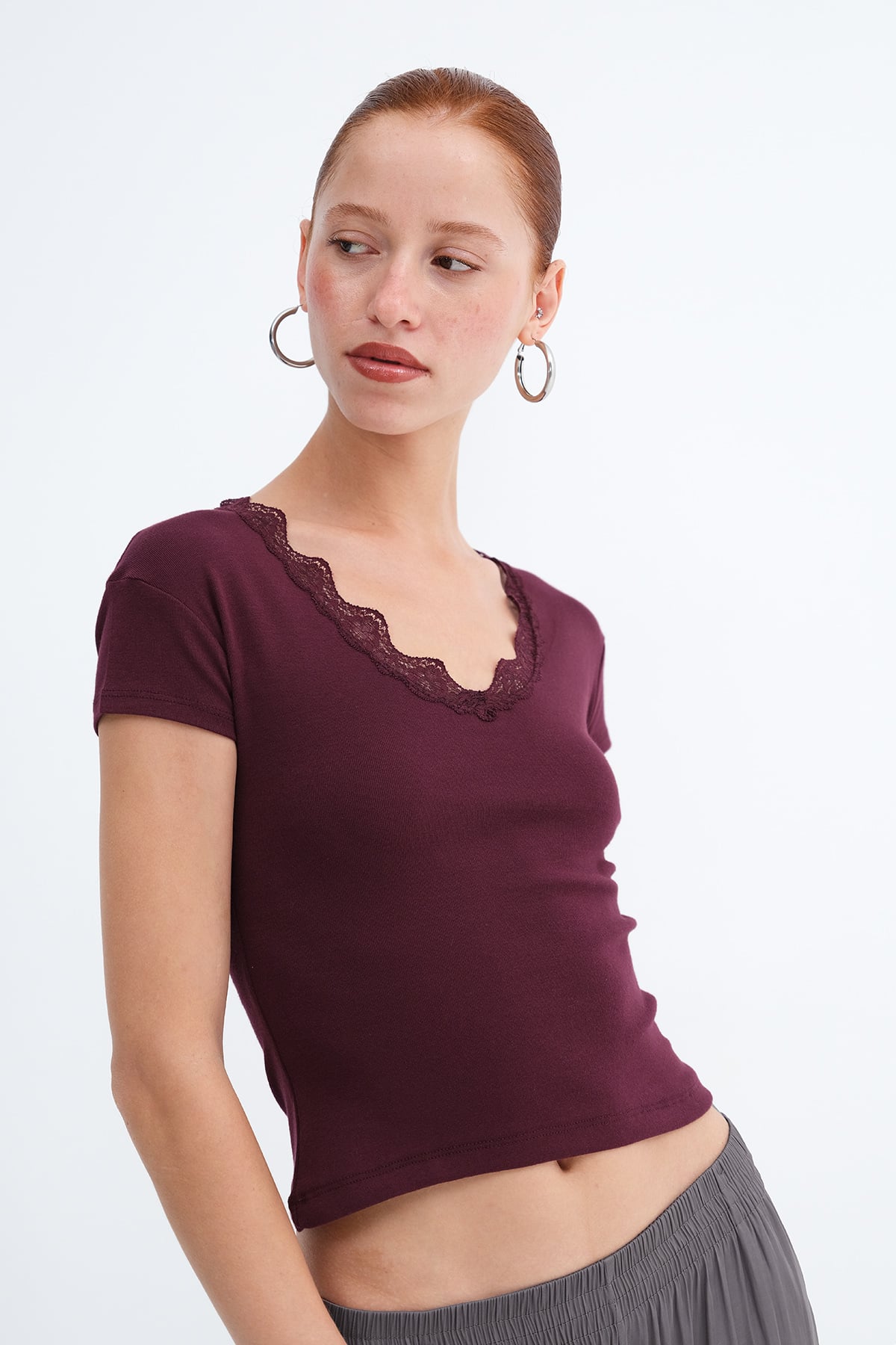 Burgundy_Lace-Detail-T-shirt-addax