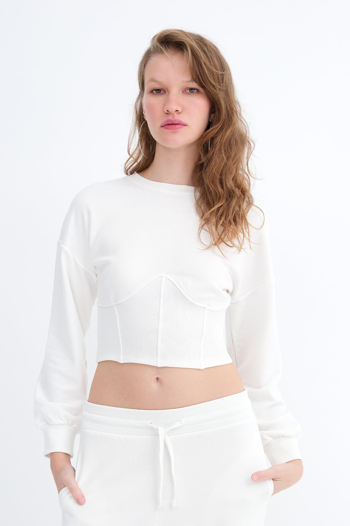 Ecru_Corset-Waist-Crop-Sweatshirt-addax