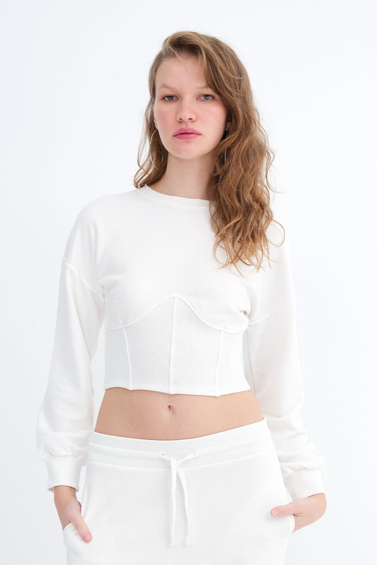 Ecru_Corset-Waist-Crop-Sweatshirt-addax